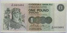 Load image into Gallery viewer, 1982 Clydesdale Bank PLC £1 One Pound Note
