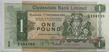 Load image into Gallery viewer, 1969 Clydesdale Bank Limited £1 One Pound Note
