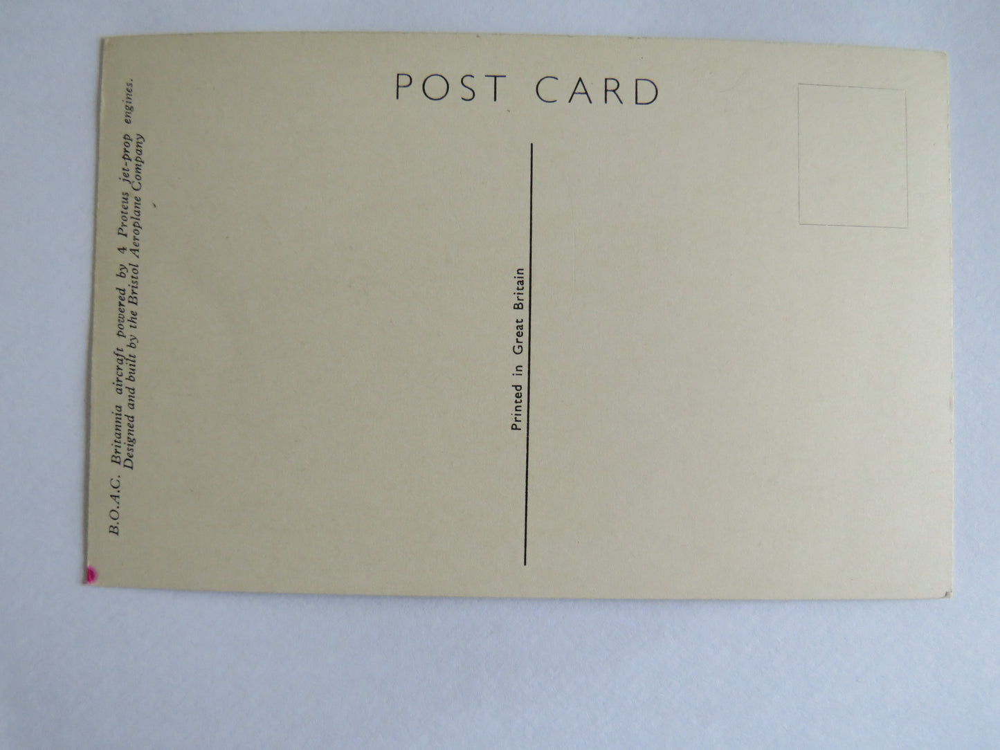 Vintage Aircraft Postcard of B.O.A.C. Jet-Prop Britannia