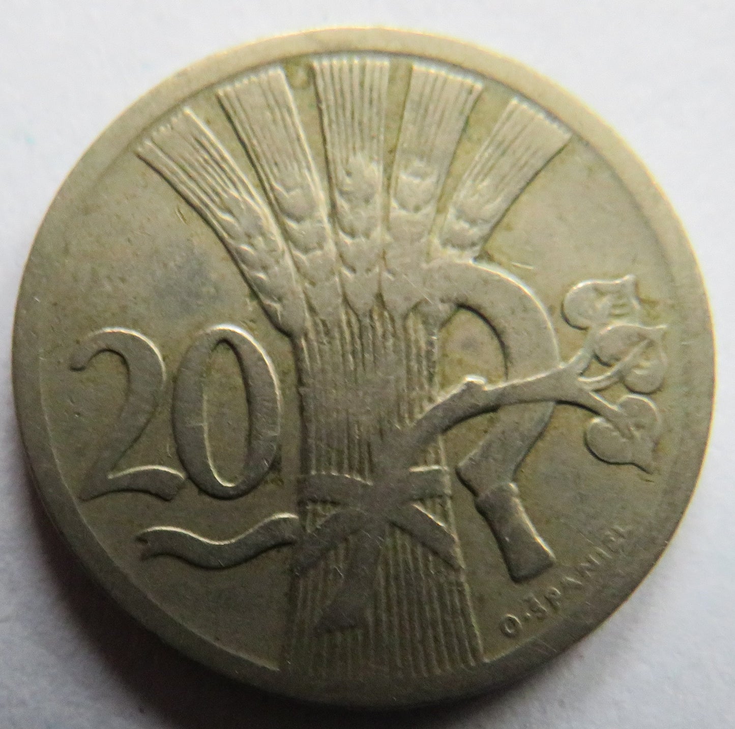 1927 Czechoslovakia 20 Haleru Coin