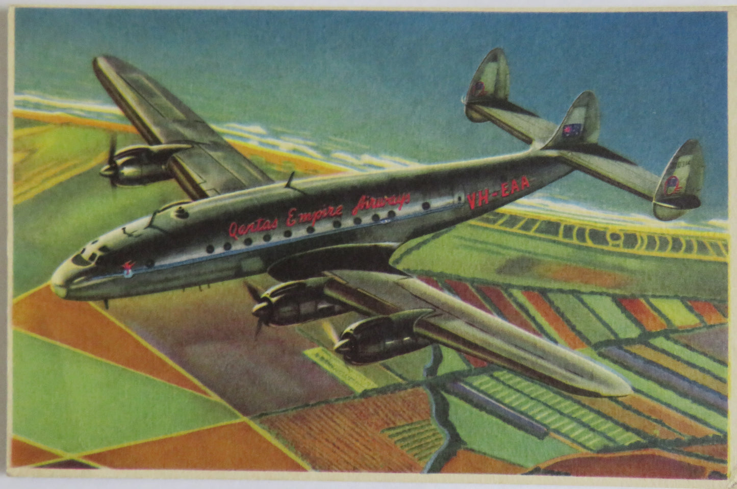 Vintage Aircraft Postcard of Constellation Sydney - London