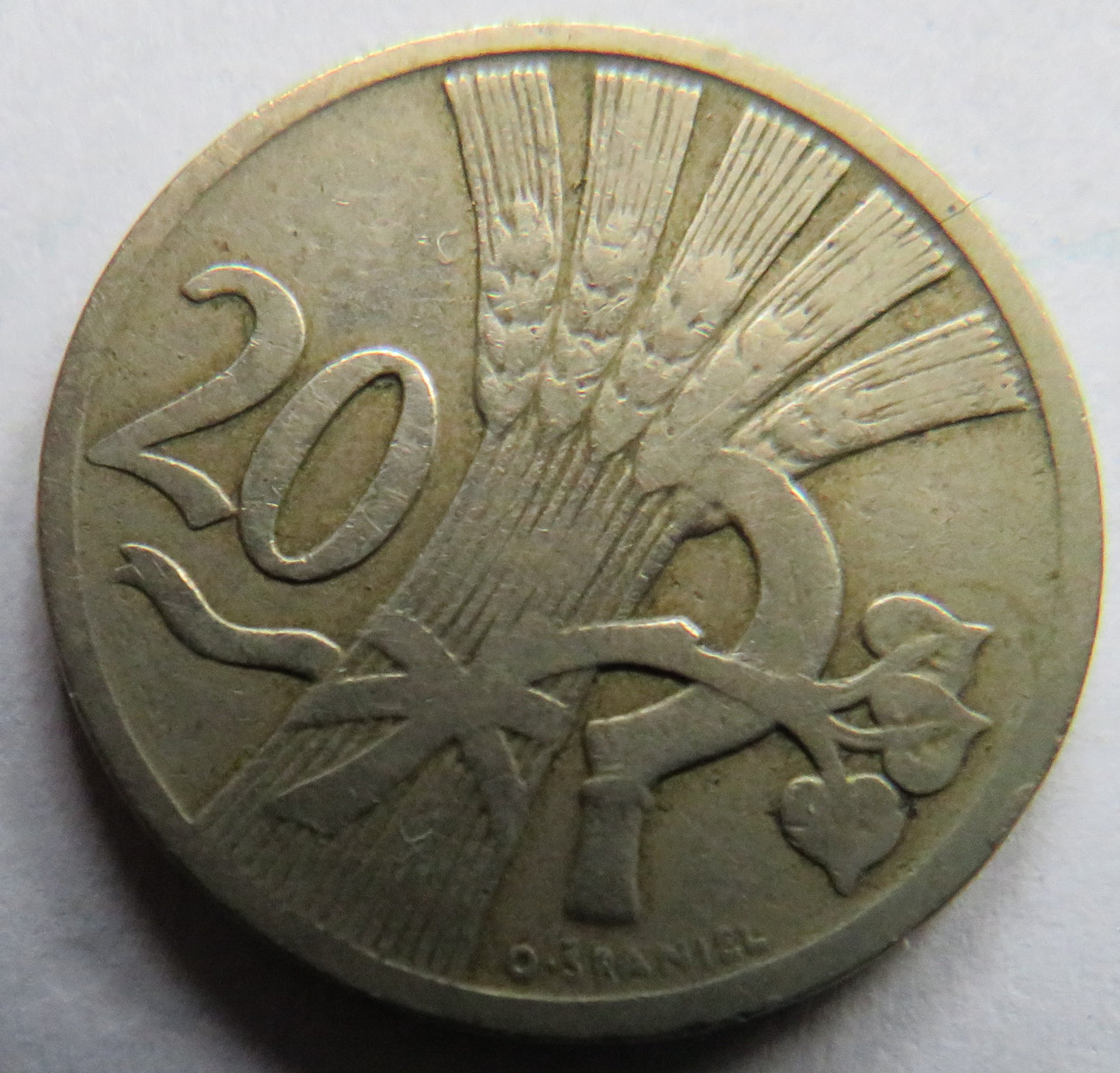 1922 Czechoslovakia 20 Haleru Coin