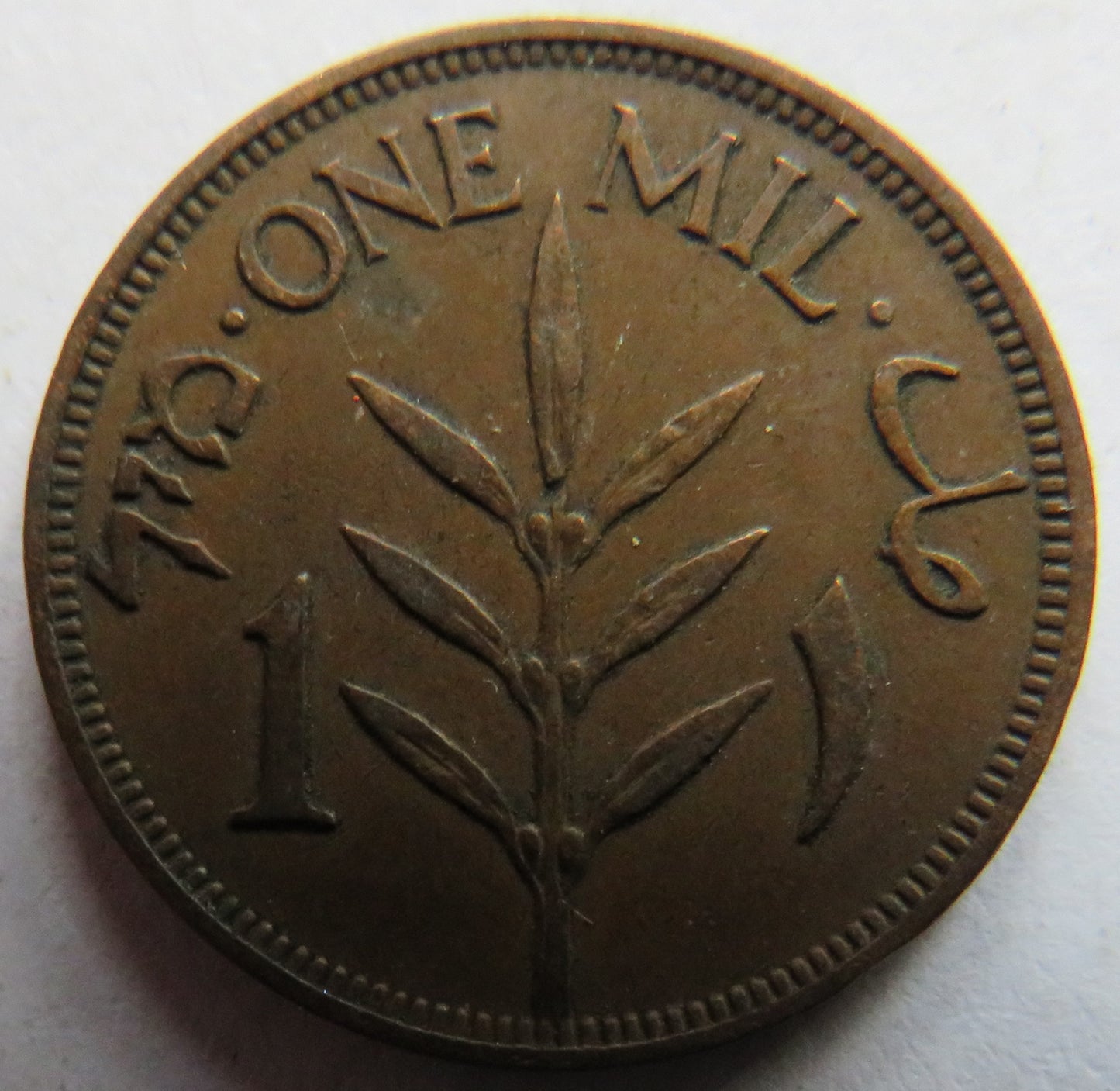 1937 Palestine 1 Mils Coin