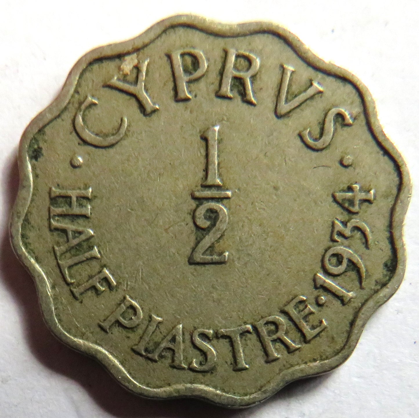 1934 King George V Cyprus 1/2 Piastre Coin