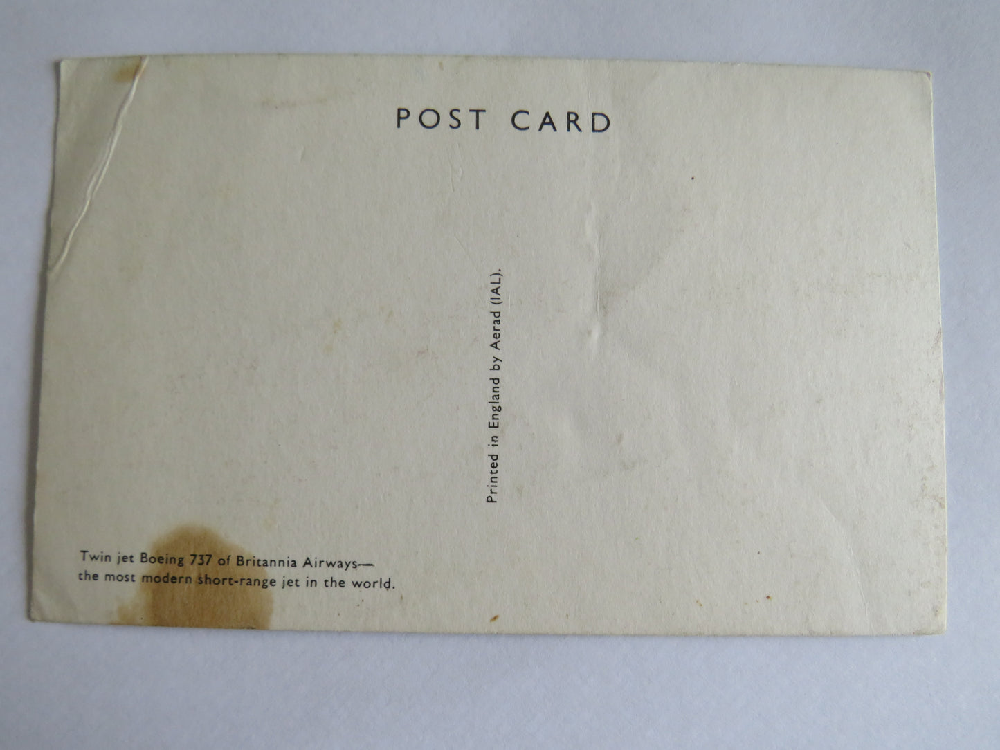 Vintage Postcard of Twin Jet Boeing 737 of Britannia Airways