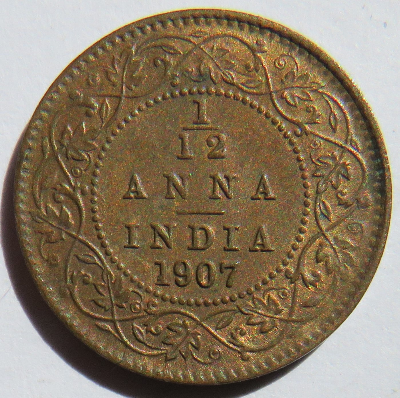 1907 King Edward VII India 1/12th Anna Coin In Higher Grade