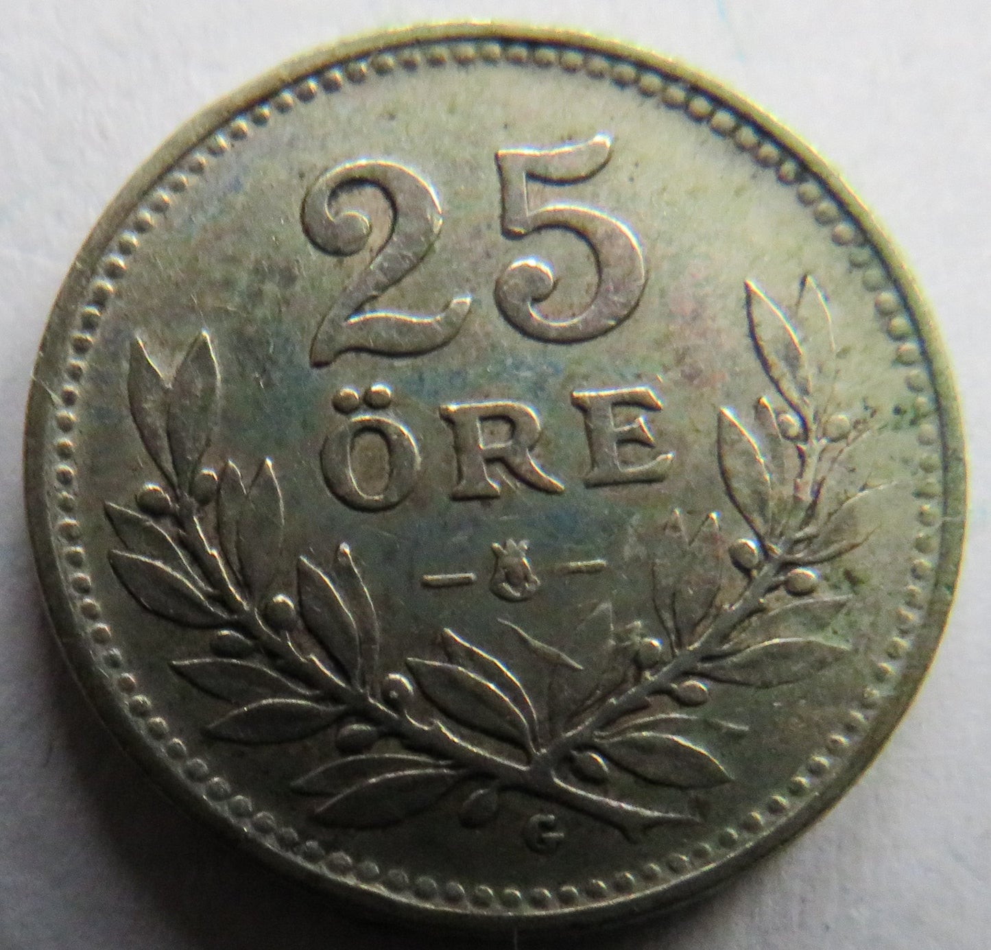 1937 Sweden Silver 25 Ore Coin