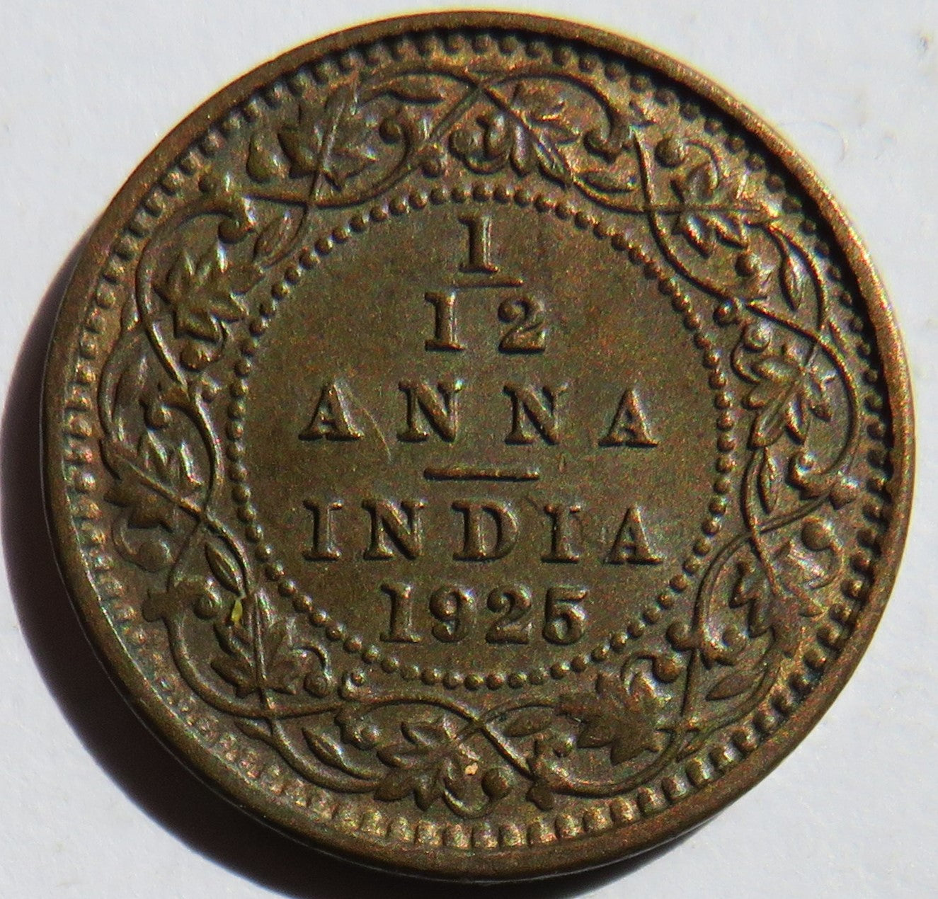 1925 King George V India 1/12th Anna Coin In Higher Grade