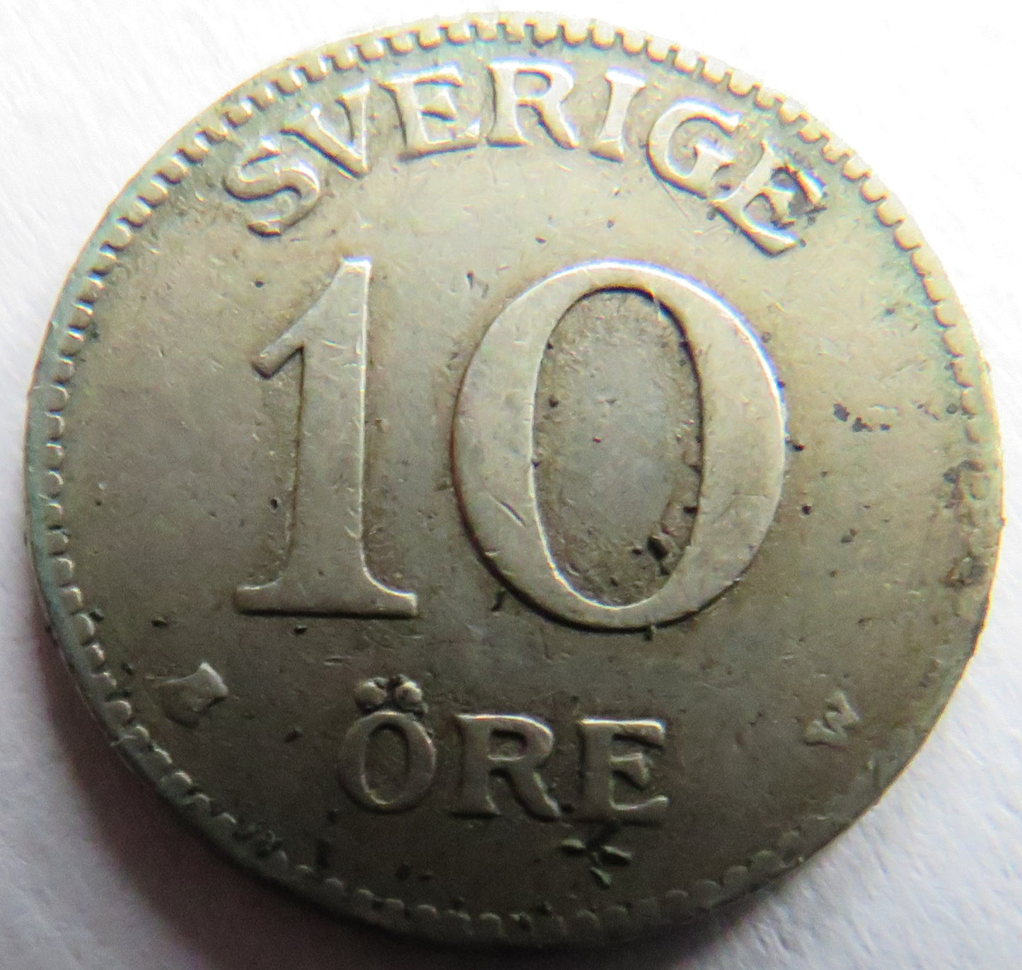 1916 Sweden Silver 10 Ore Coin