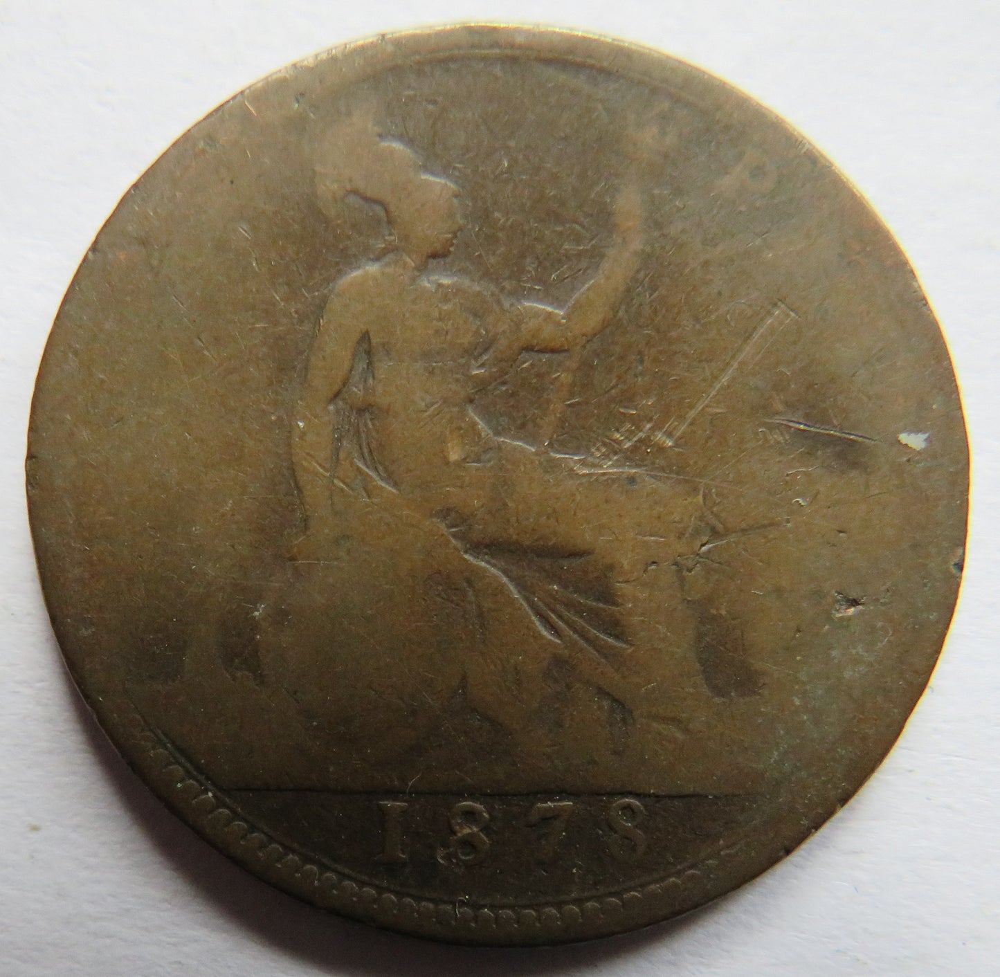 1878 Queen Victoria Bun Head One Penny Coin - Great Britain