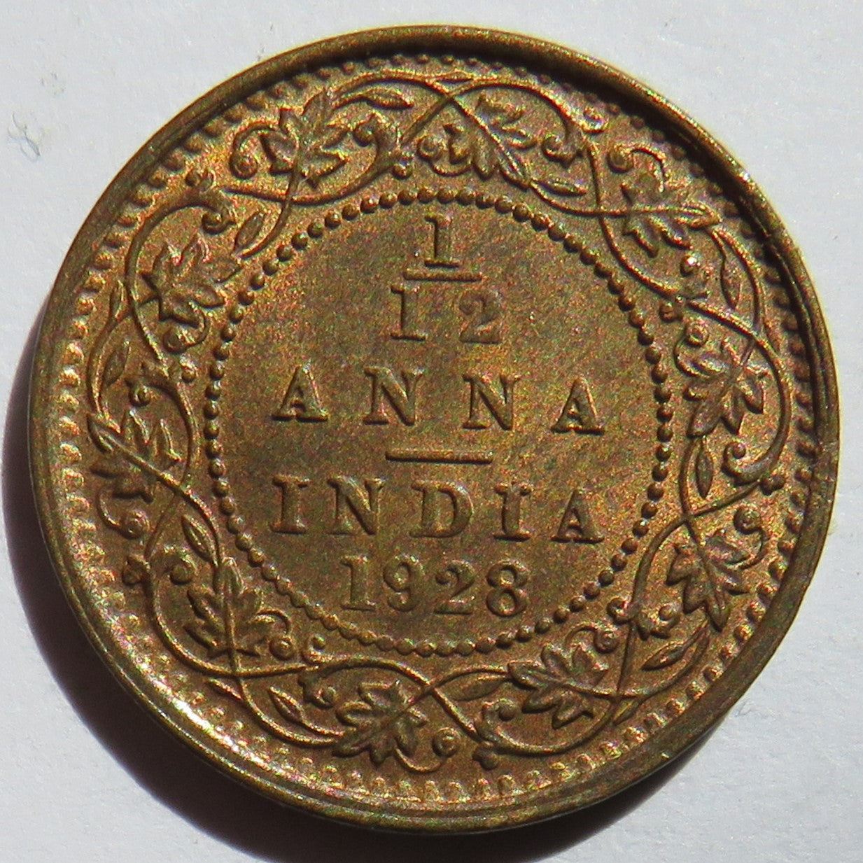 1928 King George V India 1/12th Anna Coin In Higher Grade