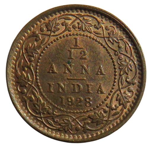 1928 King George V India 1/12th Anna Coin In Higher Grade