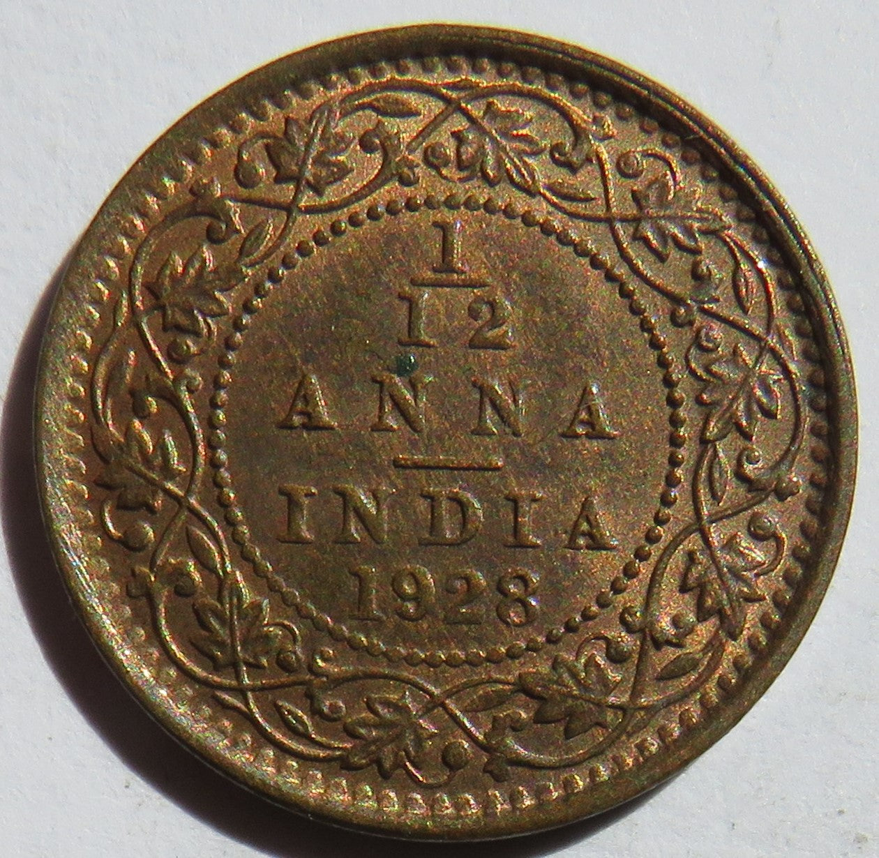 1928 King George V India 1/12th Anna Coin In Higher Grade