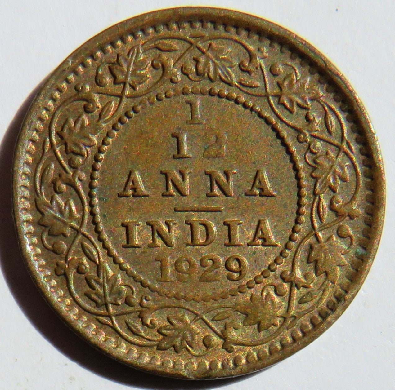 1929 King George V India 1/12th Anna Coin In Higher Grade