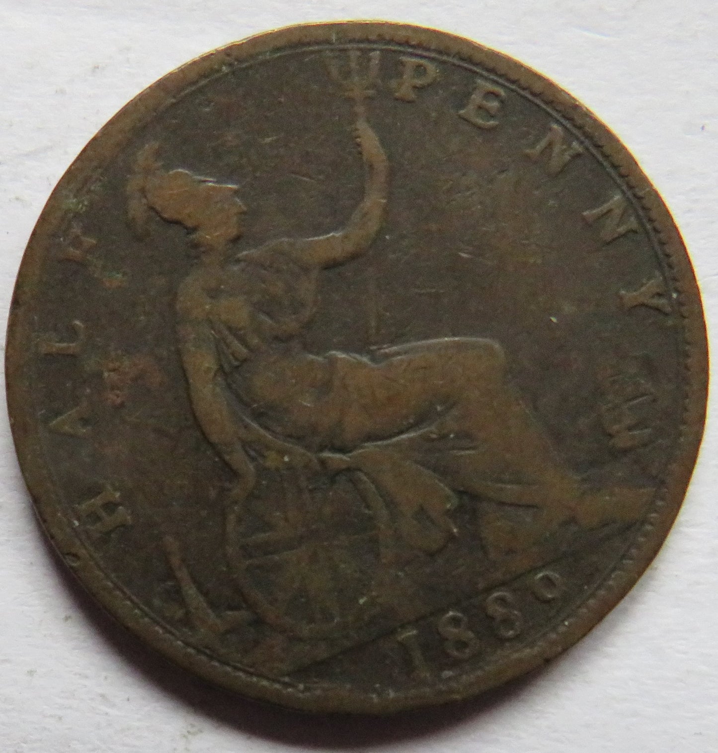 1889 Queen Victoria Bun Head Halfpenny Coin - Great Britain