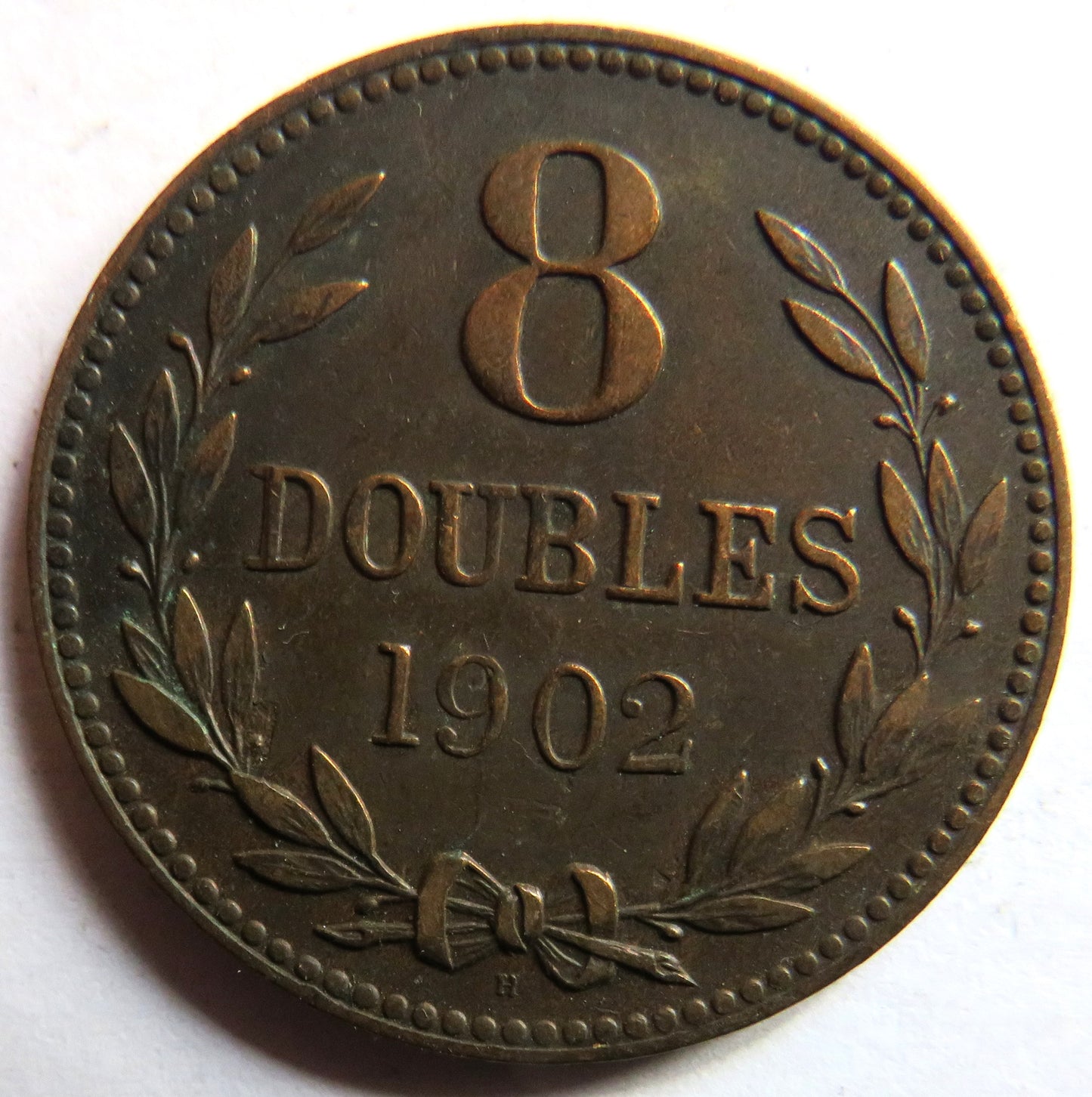 1902-H Guernsey 8 Doubles Coin