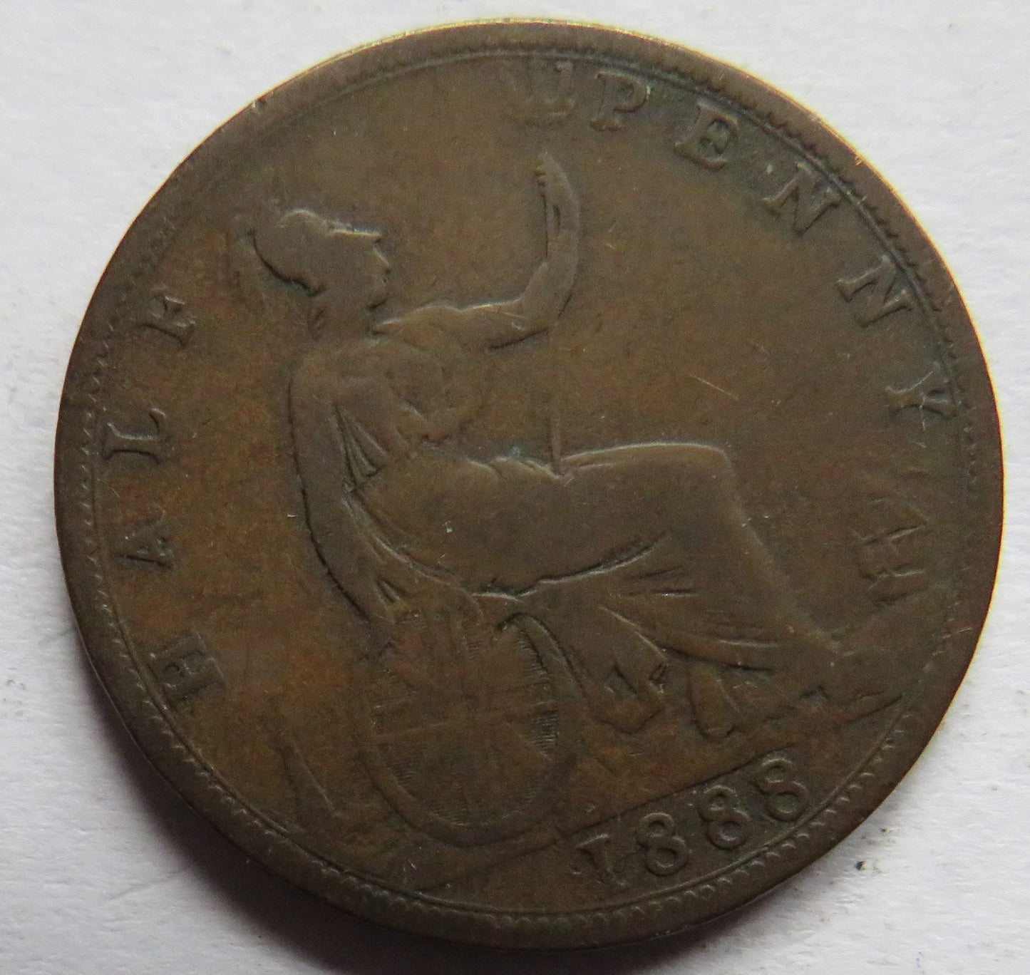 1888 Queen Victoria Bun Head Halfpenny Coin - Great Britain