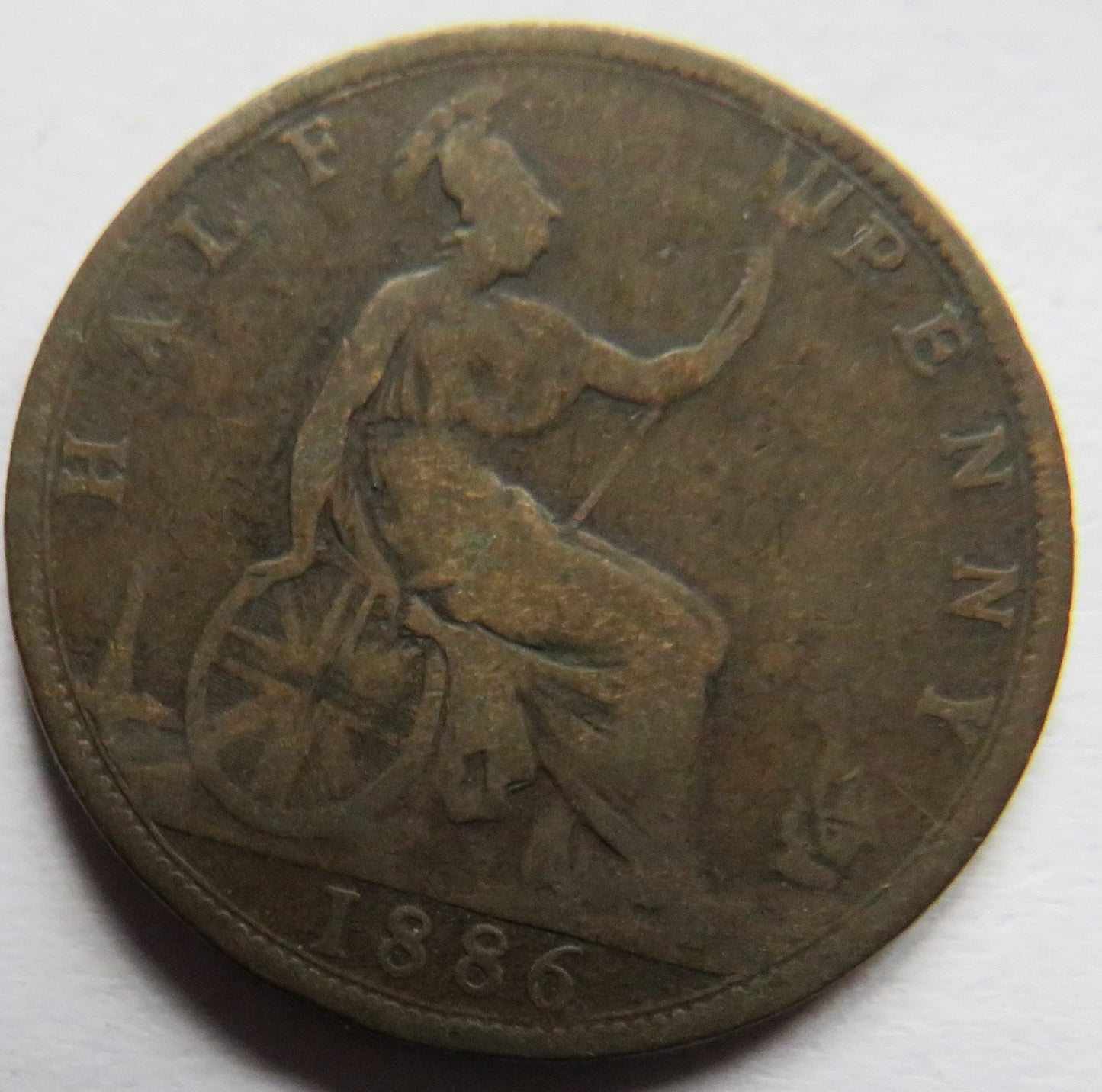 1886 Queen Victoria Bun Head Halfpenny Coin - Great Britain