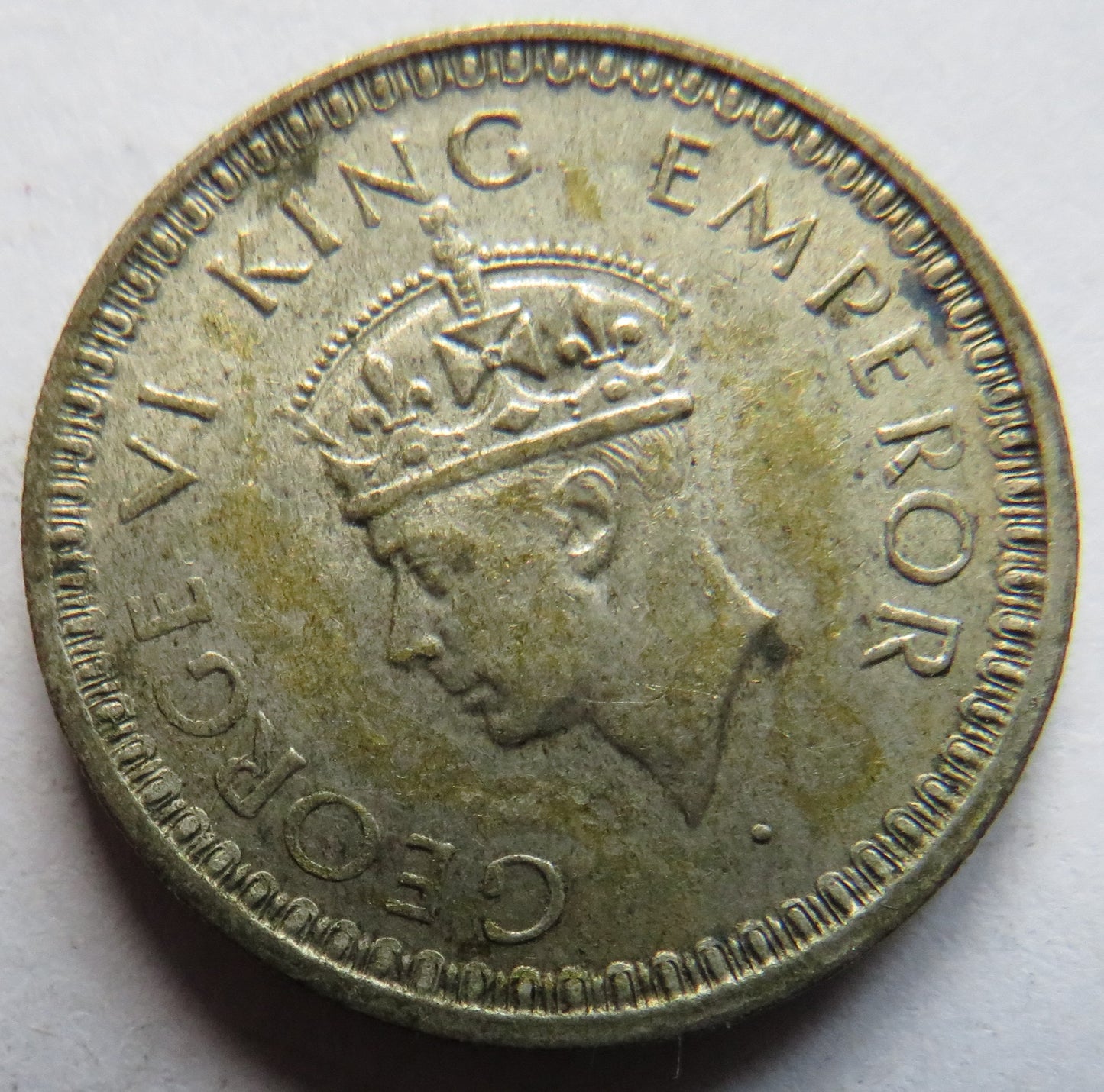 1945 King George VI India Silver 1/2 Rupee Coin