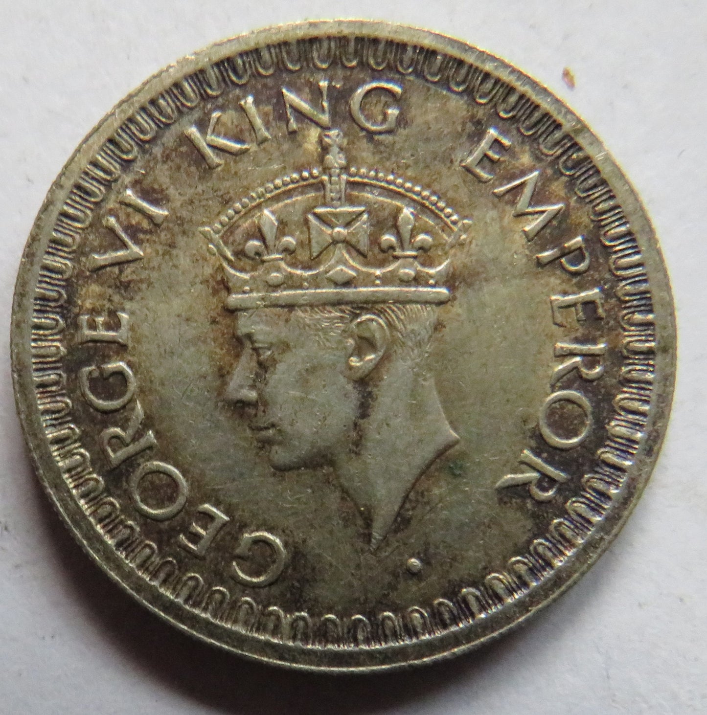 1945 King George VI India Silver 1/2 Rupee Coin