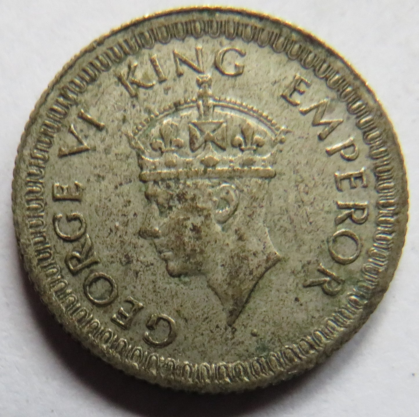 1942 King George VI India Silver 1/4 Rupee Coin