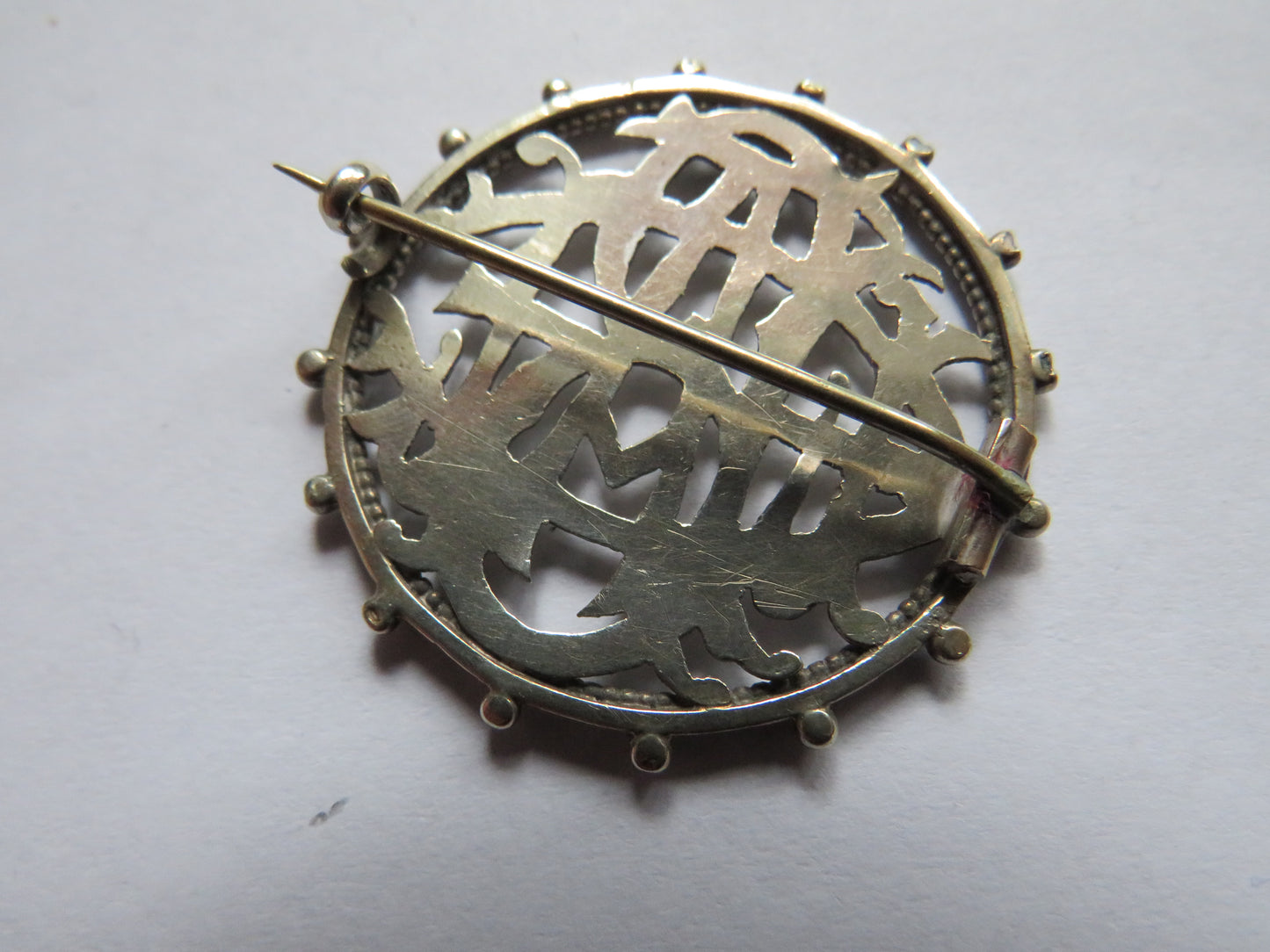 Antique Victorian Silver / White Metal Named / Initialled Brooch
