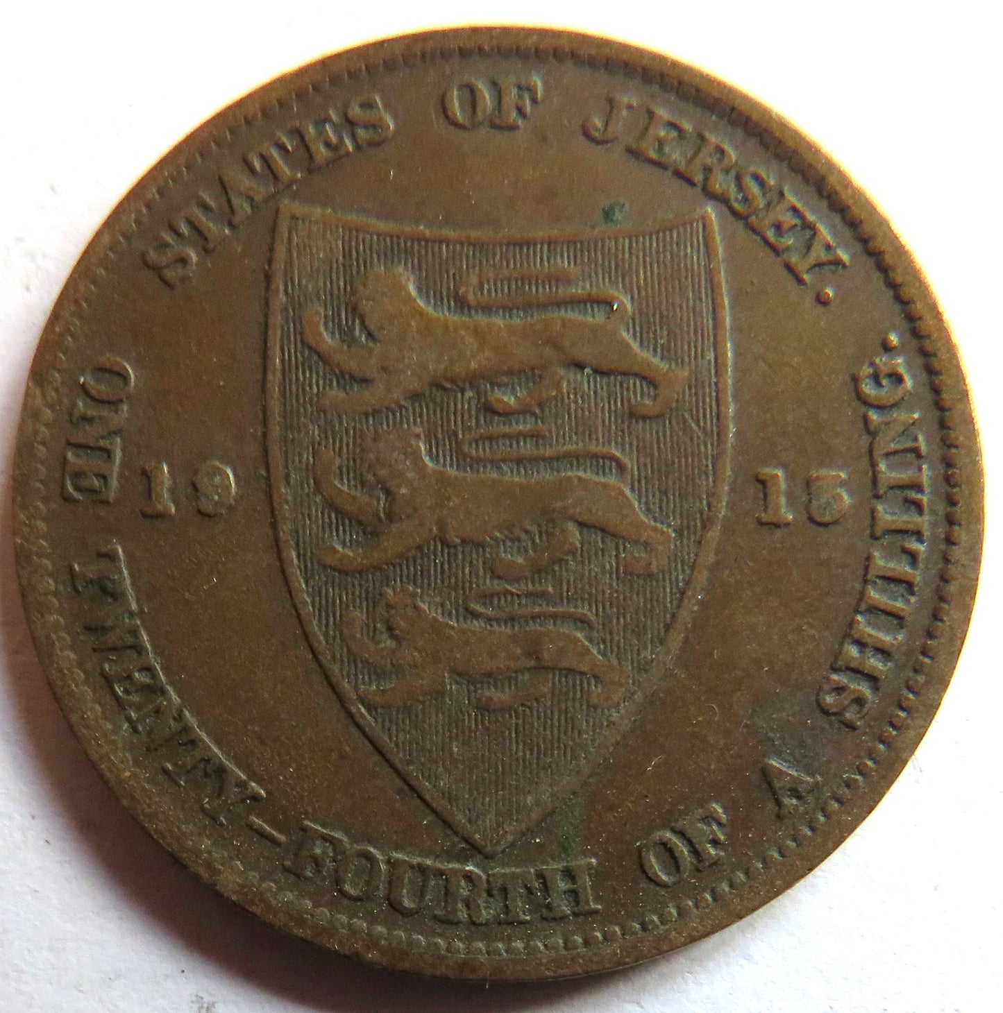 1913 King George V States of Jersey 1/24th of a Shilling Coin