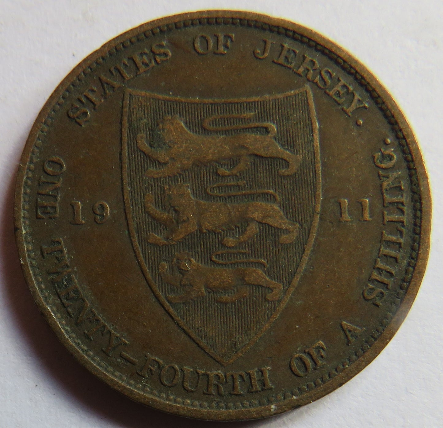 1911 King George V States of Jersey 1/24th of a Shilling Coin