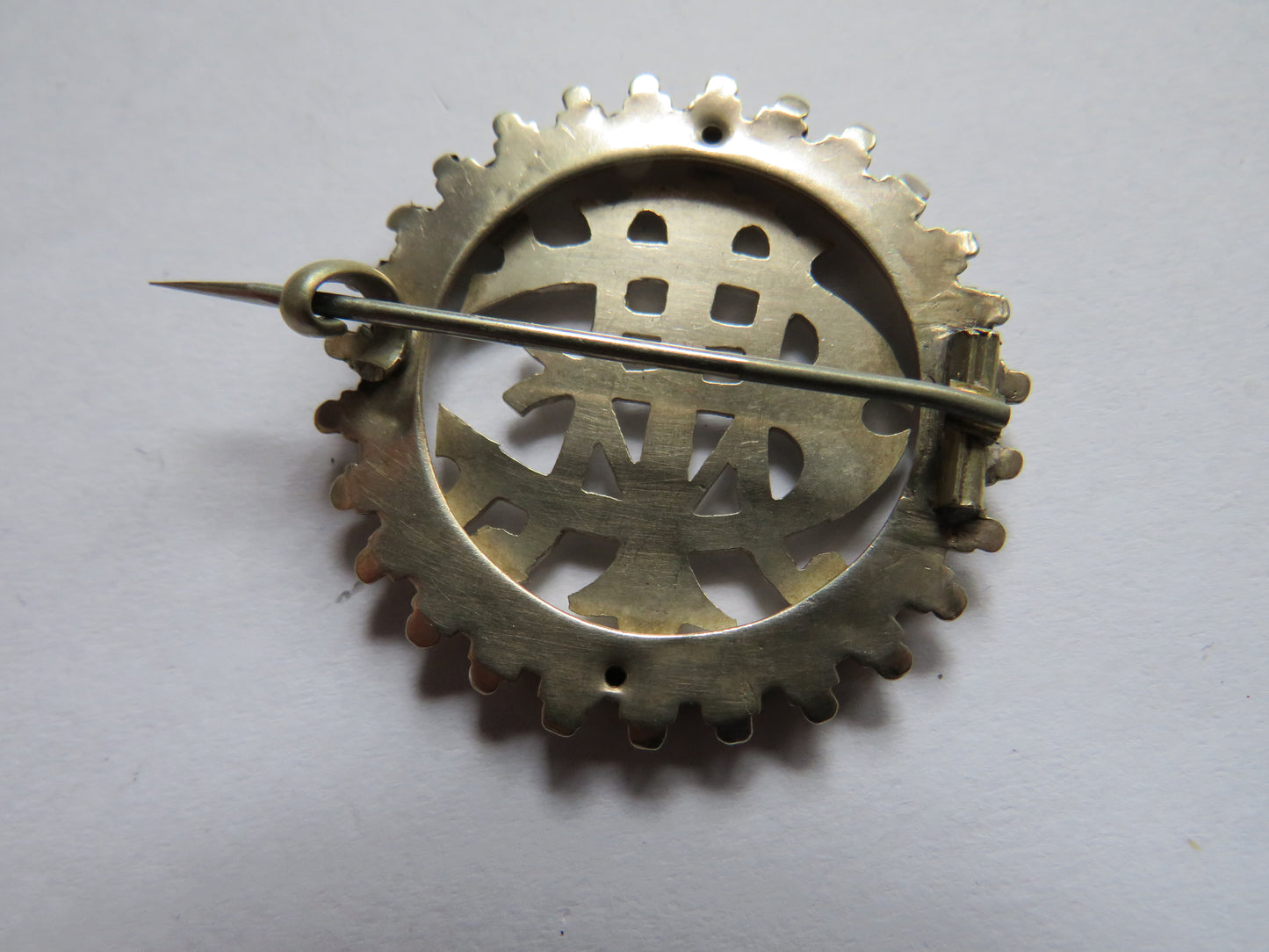 Antique Victorian Silver / White Metal Initialled Brooch