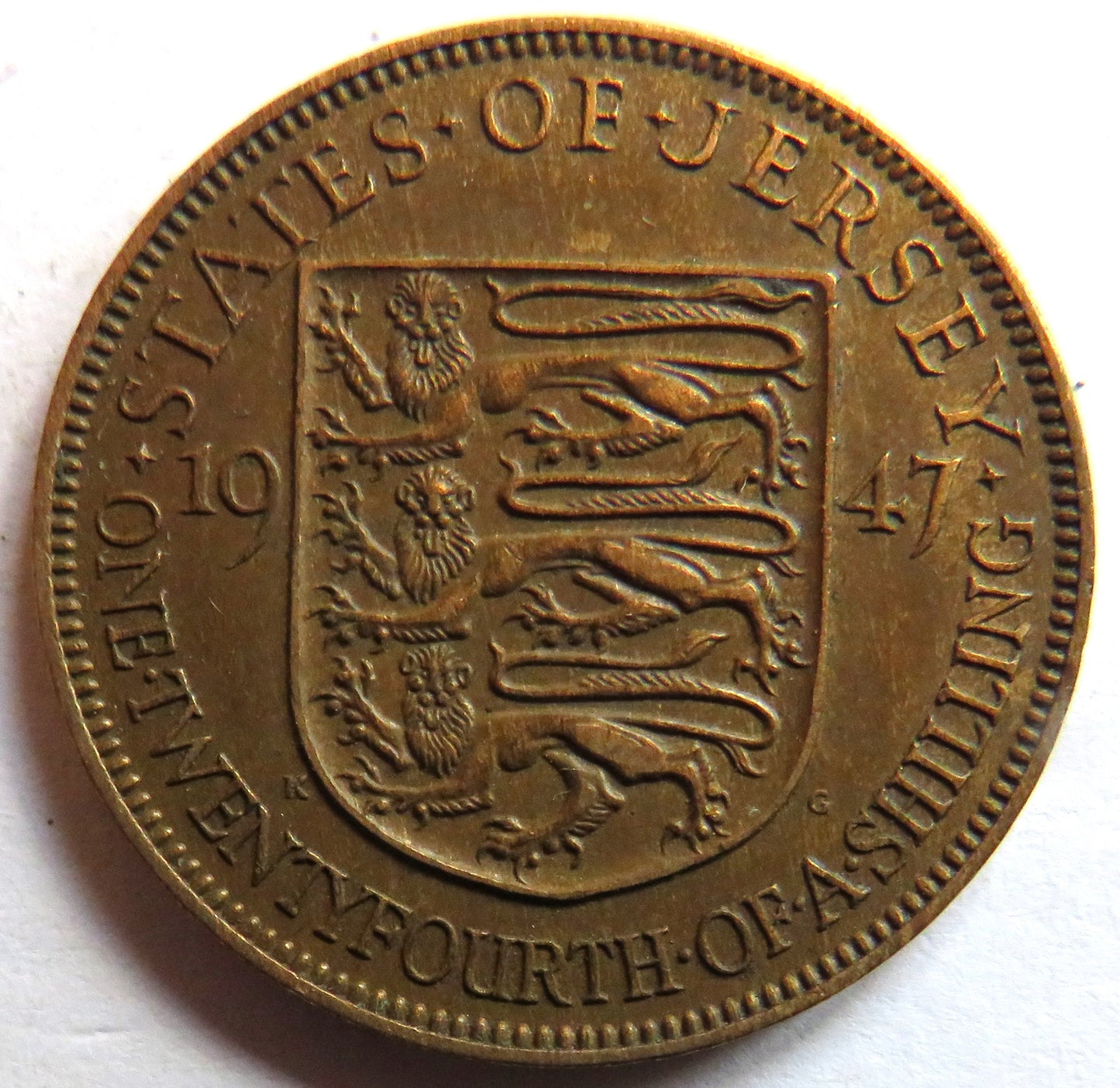1947 King George VI States of Jersey 1/24th of a Shilling Coin