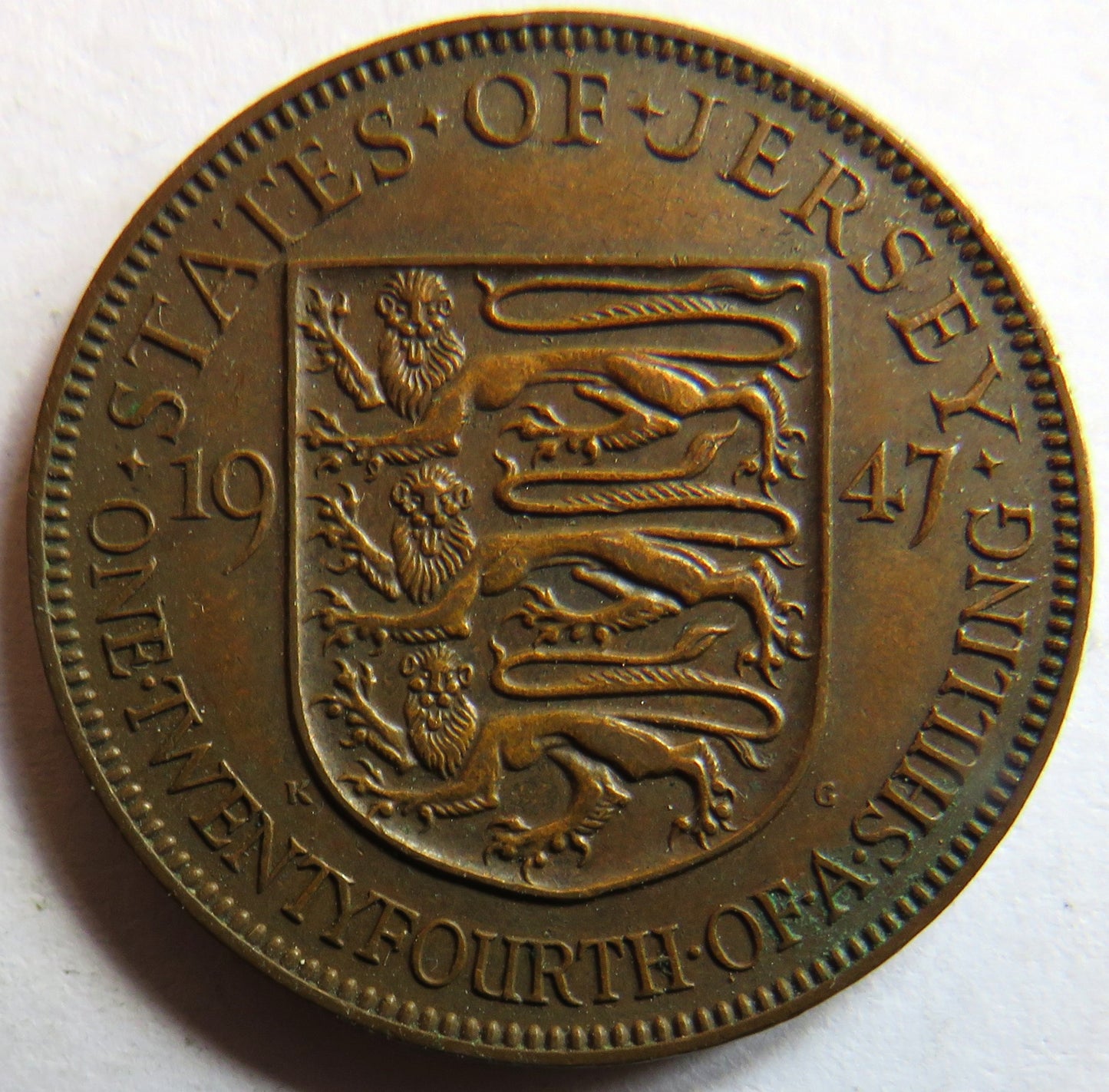 1947 King George VI States of Jersey 1/24th of a Shilling Coin