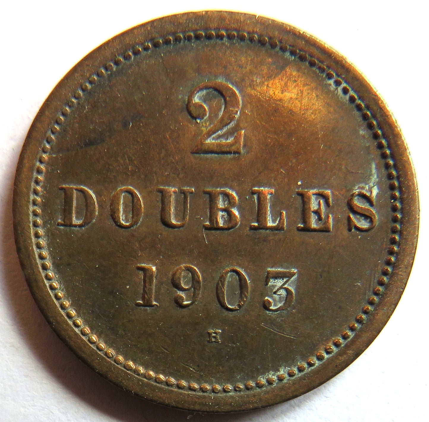 1903-H Guernsey 2 Doubles Coin