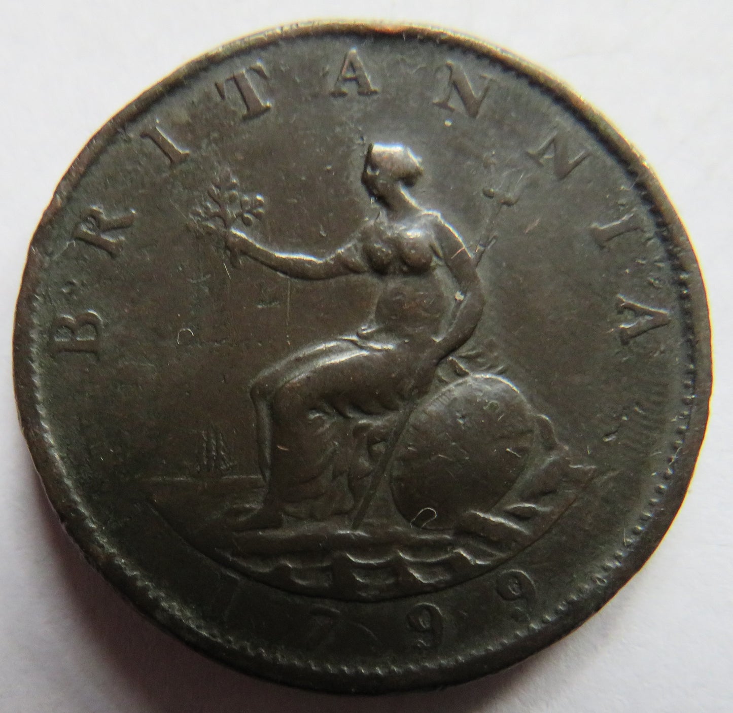 1799 King George III Halfpenny Coin - Great Britain