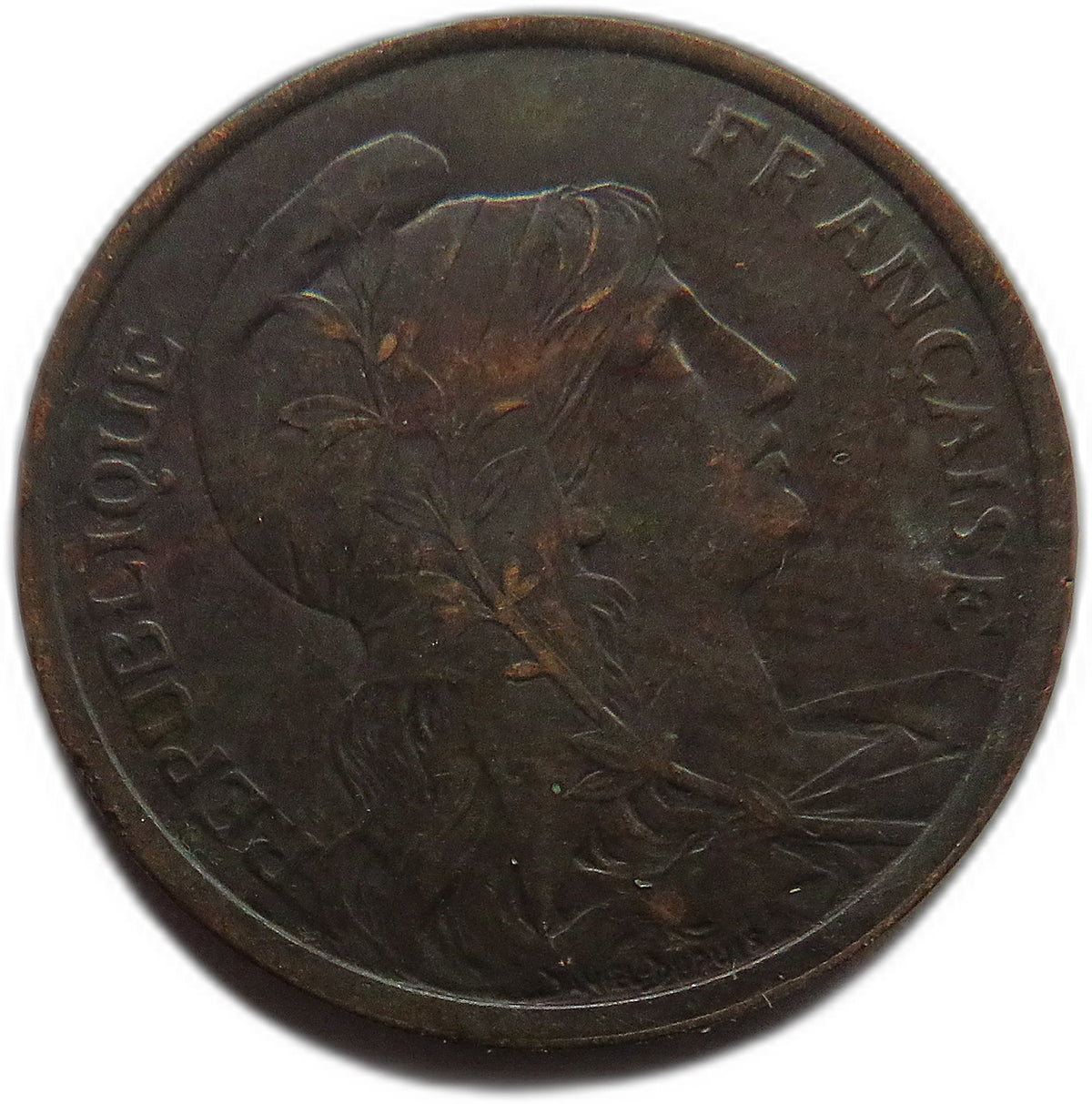 1913 France 2 Centimes Coin