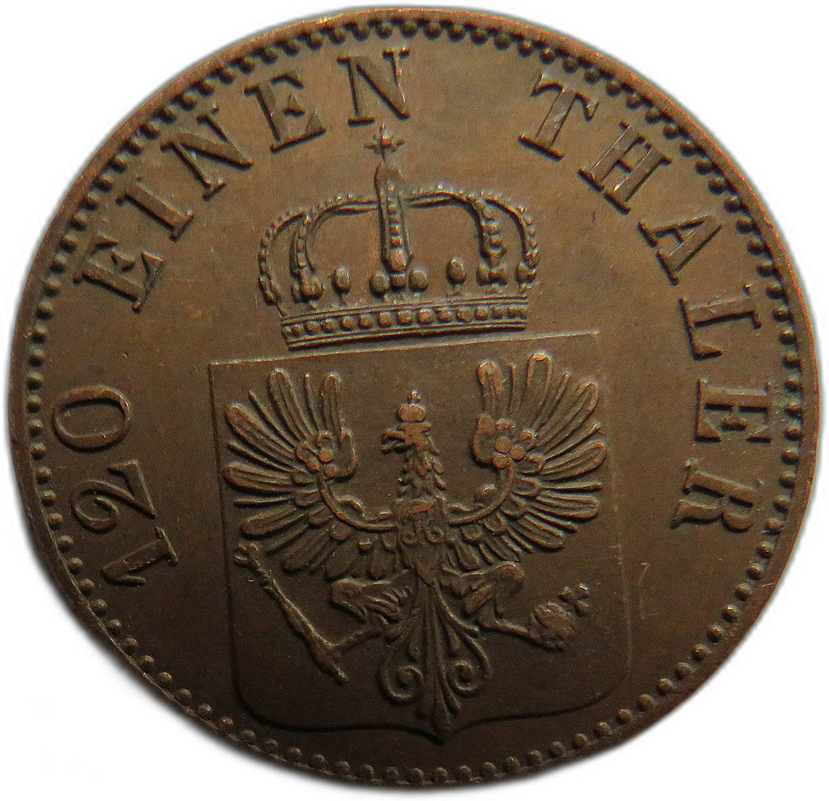 1860-A German States Prussia 3 Pfennig Coin In Better Grade