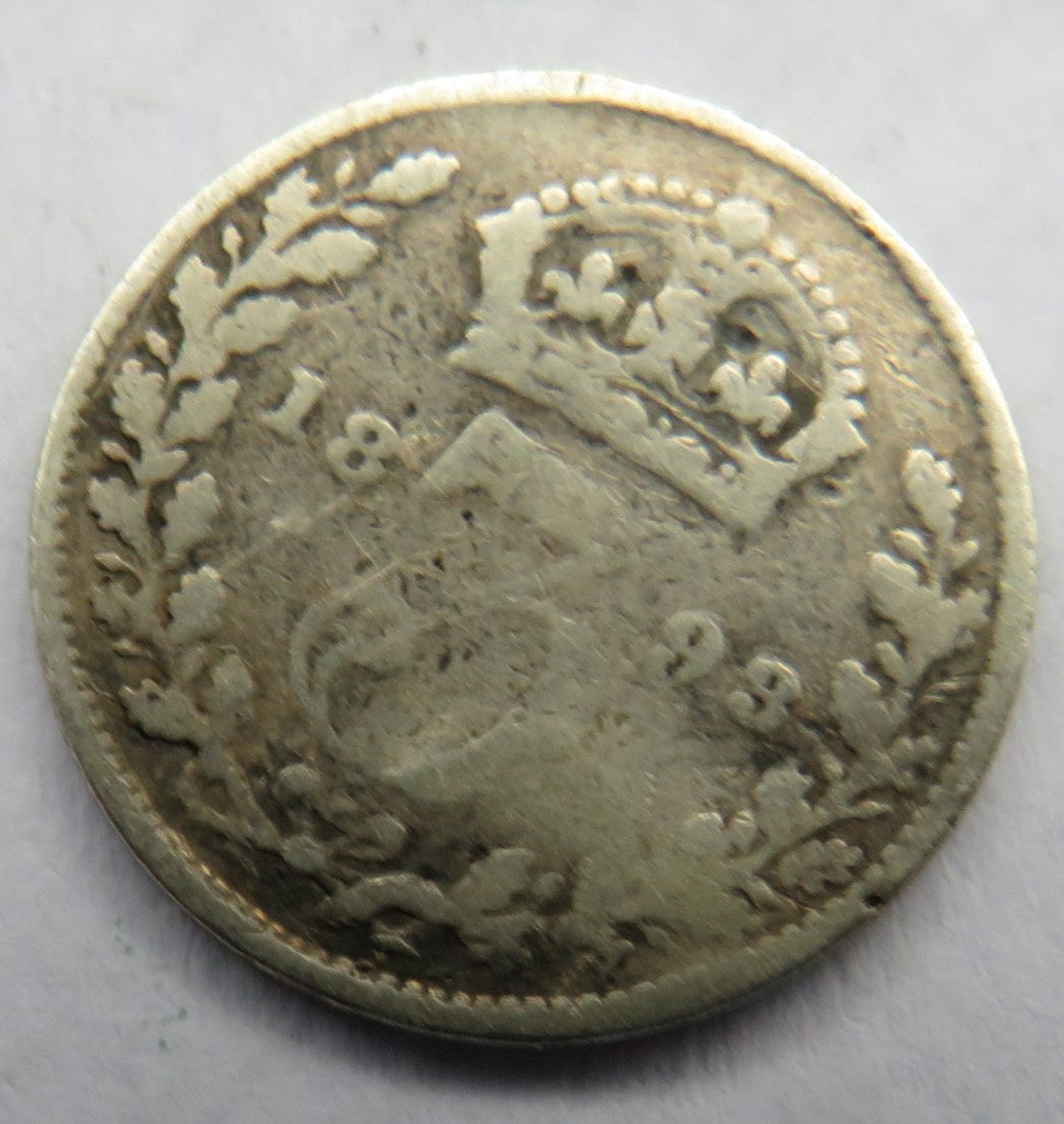 1893 Queen Victoria Jubilee Head Silver Threepence Coin - Great Britain