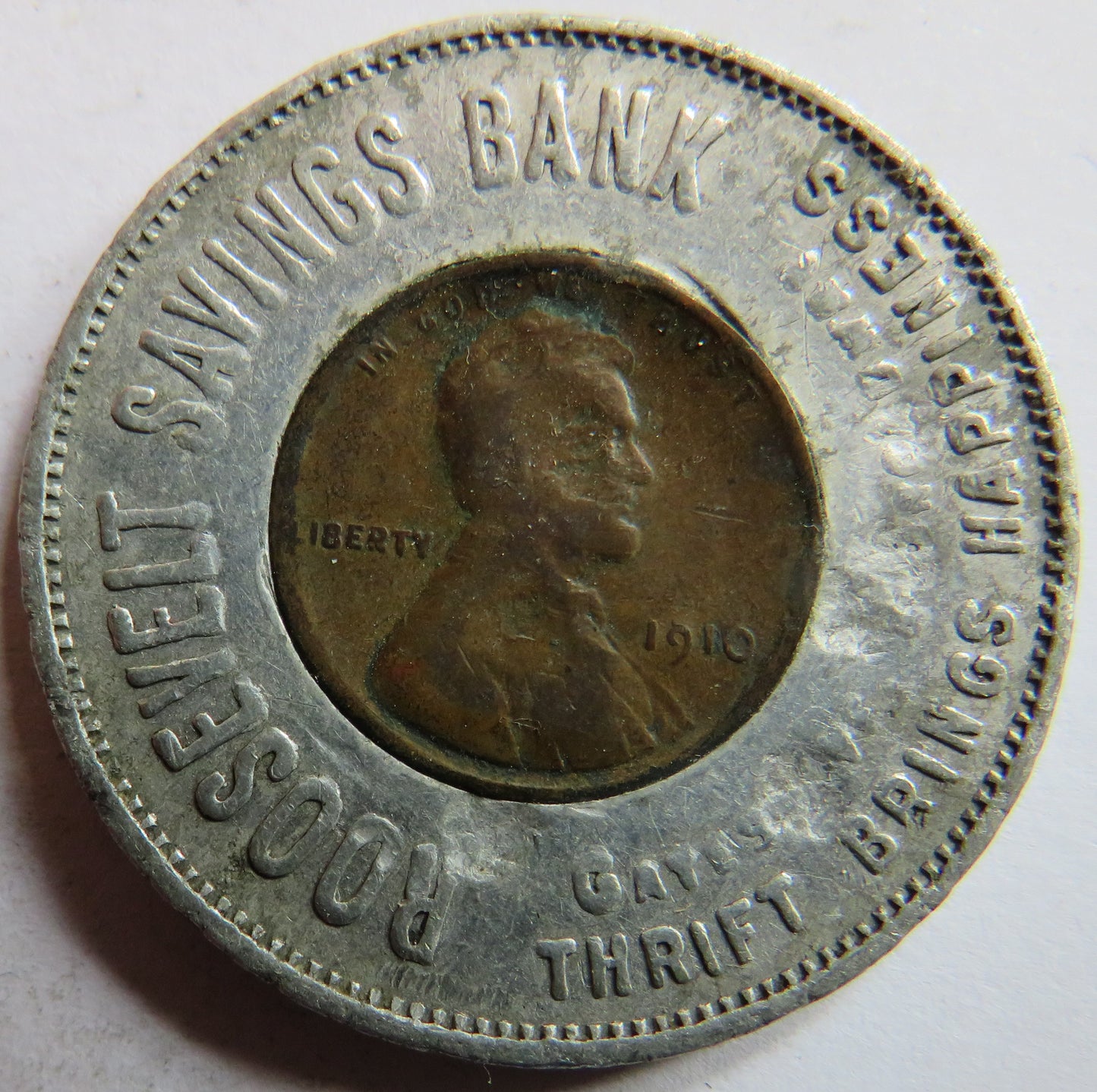 Roosevelt Savings Bank Lincoln Cent 1940 Keep Me and You Will Have Good Luck