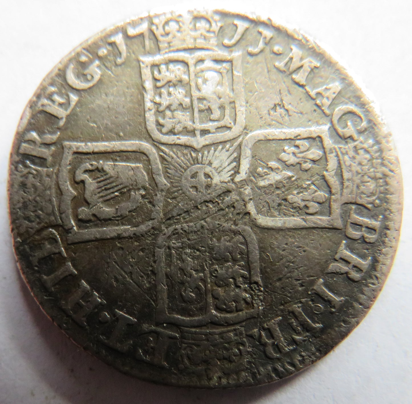 1711 Queen Anne Silver Shilling Coin - Great Britain