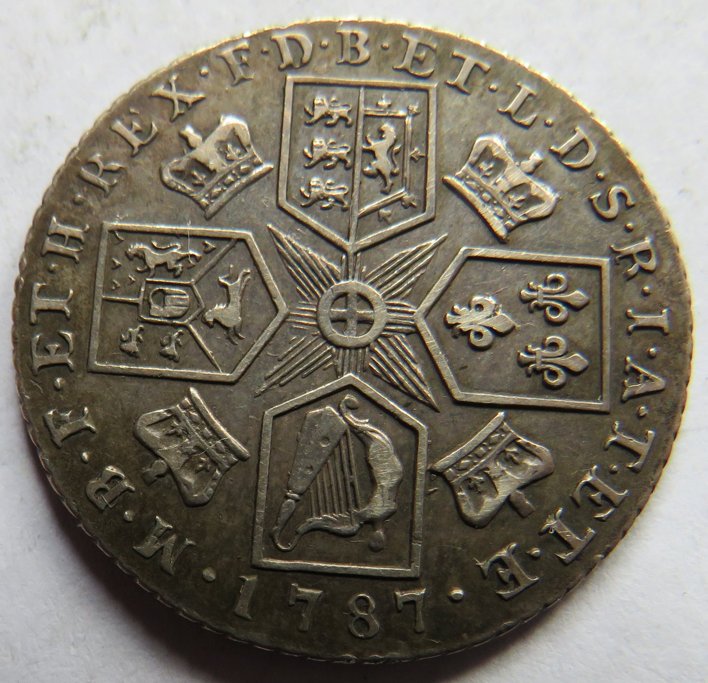 1787 King George III Silver Shilling Coin With Hearts Excellent Condition