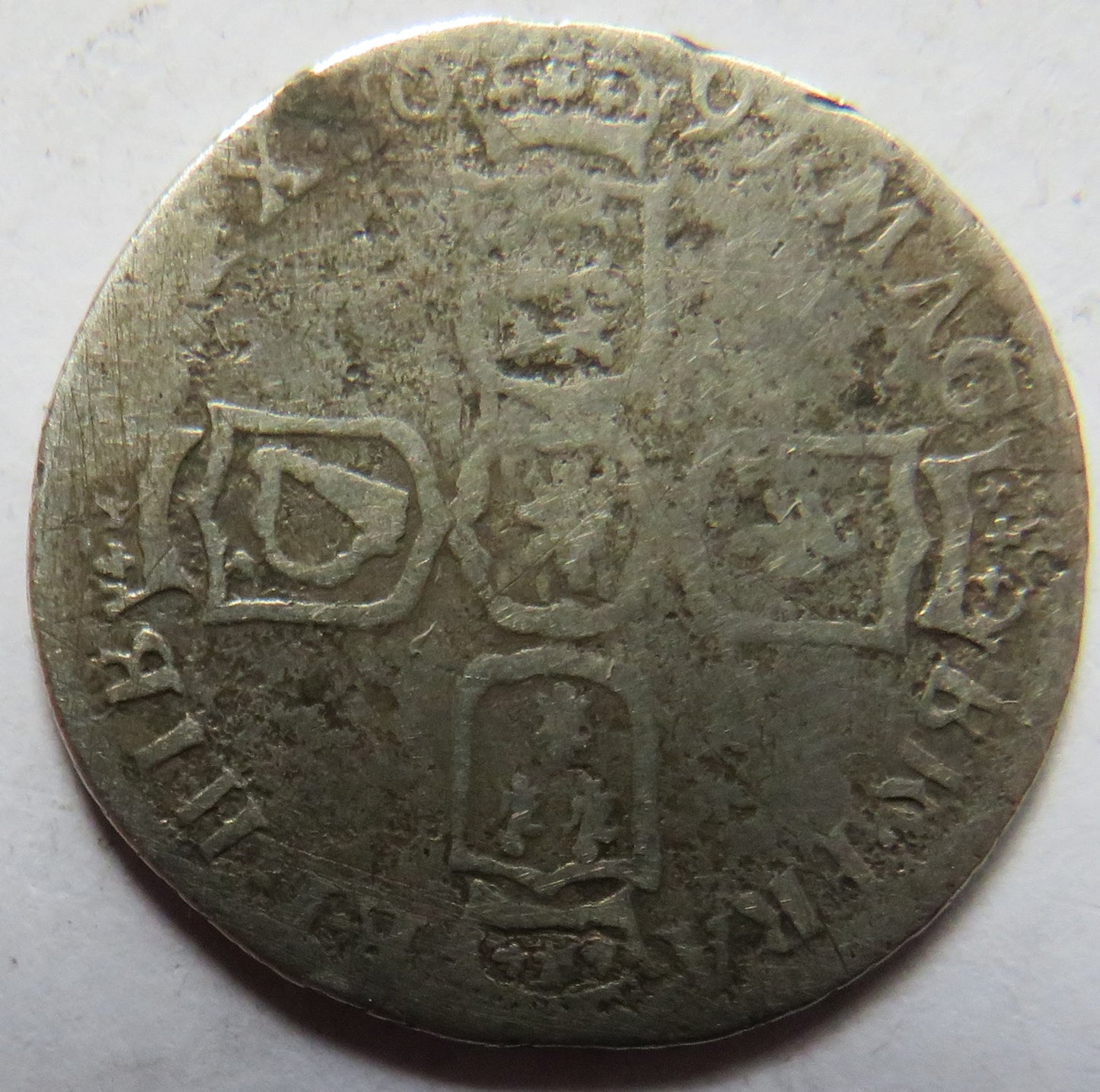 1697 York King William III Silver Sixpence Coin - Great Britain