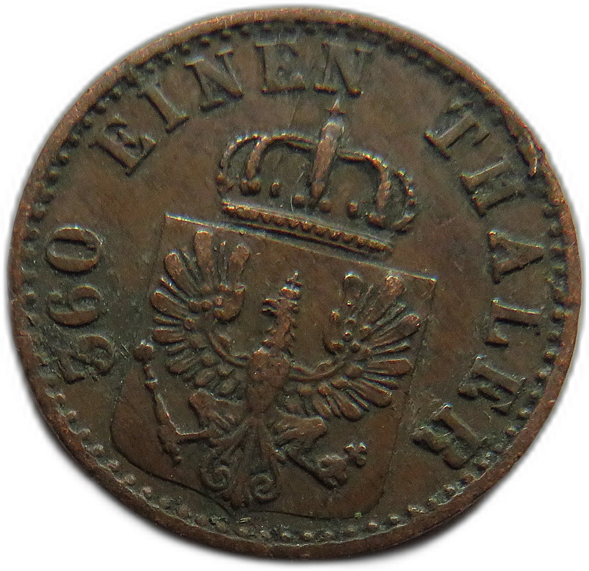 1868-B German States Prussia One Pfennig Coin