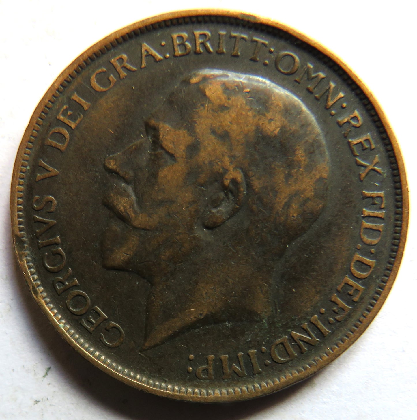 1912-H King George V One Penny Coin - Great Britain