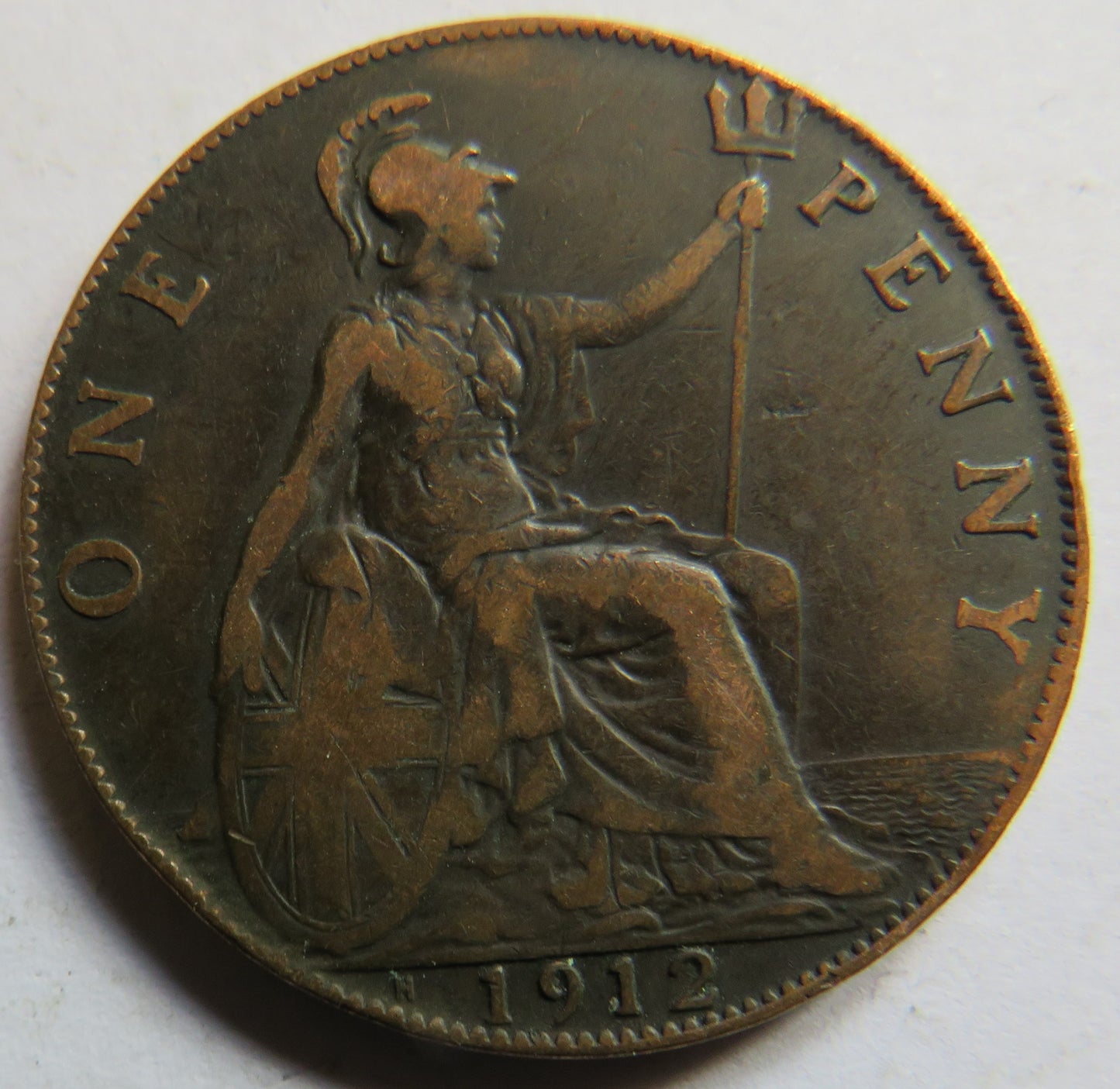 1912-H King George V One Penny Coin - Great Britain