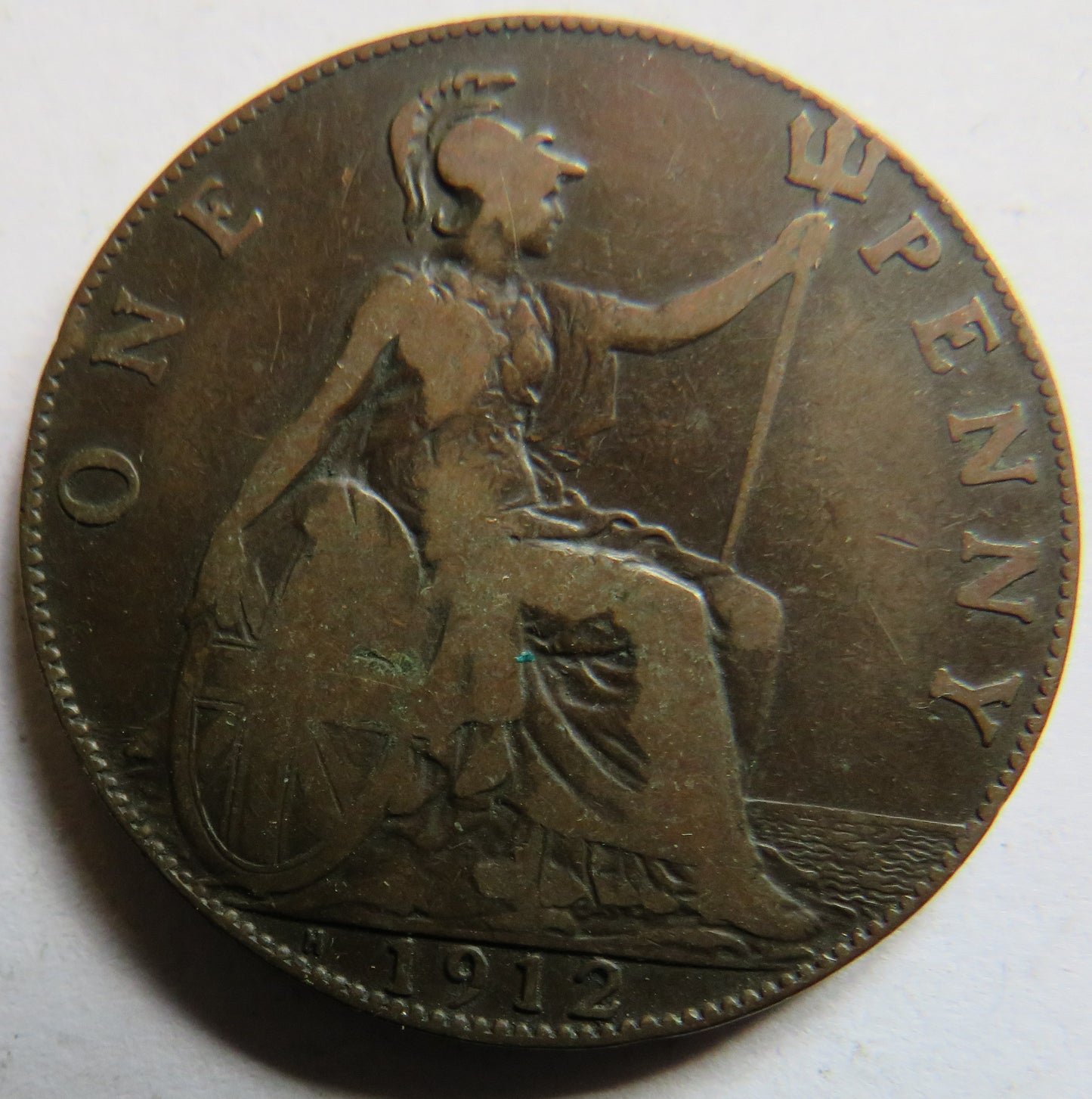 1912-H King George V One Penny Coin - Great Britain