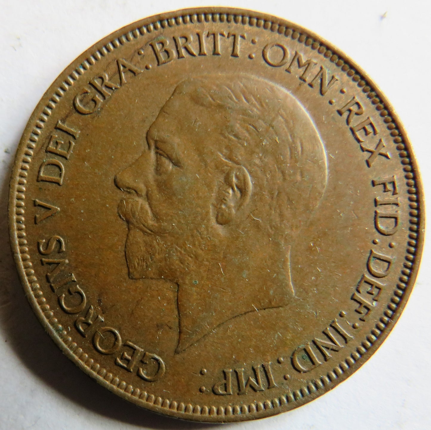 1928 King George V One Penny Coin - Great Britain