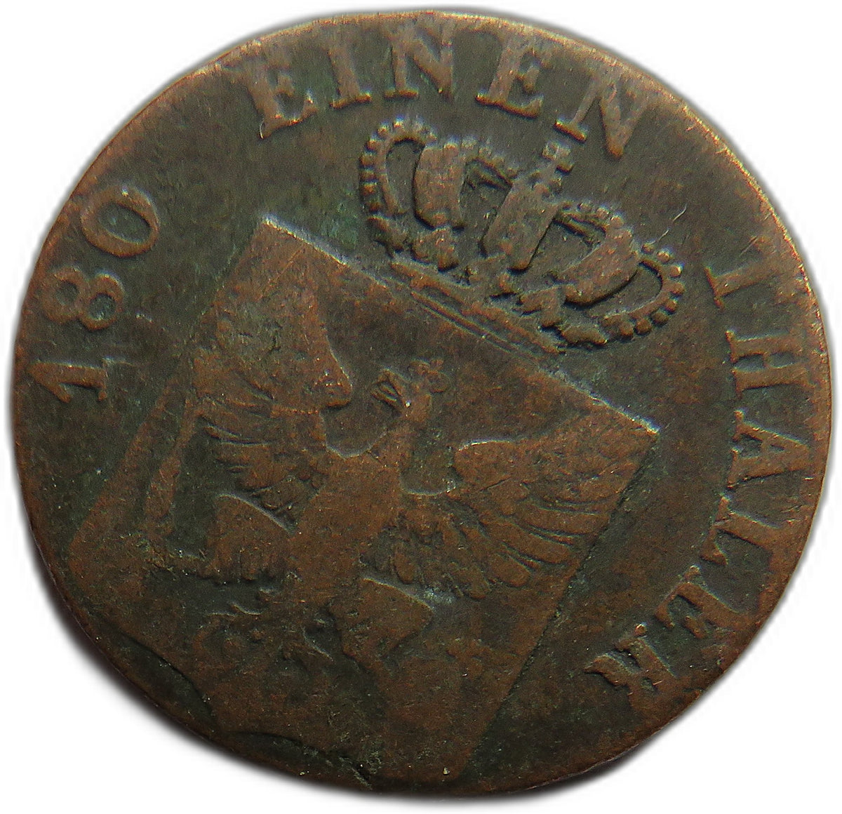 1837-D German States Prussia 2 Pfennig Coin