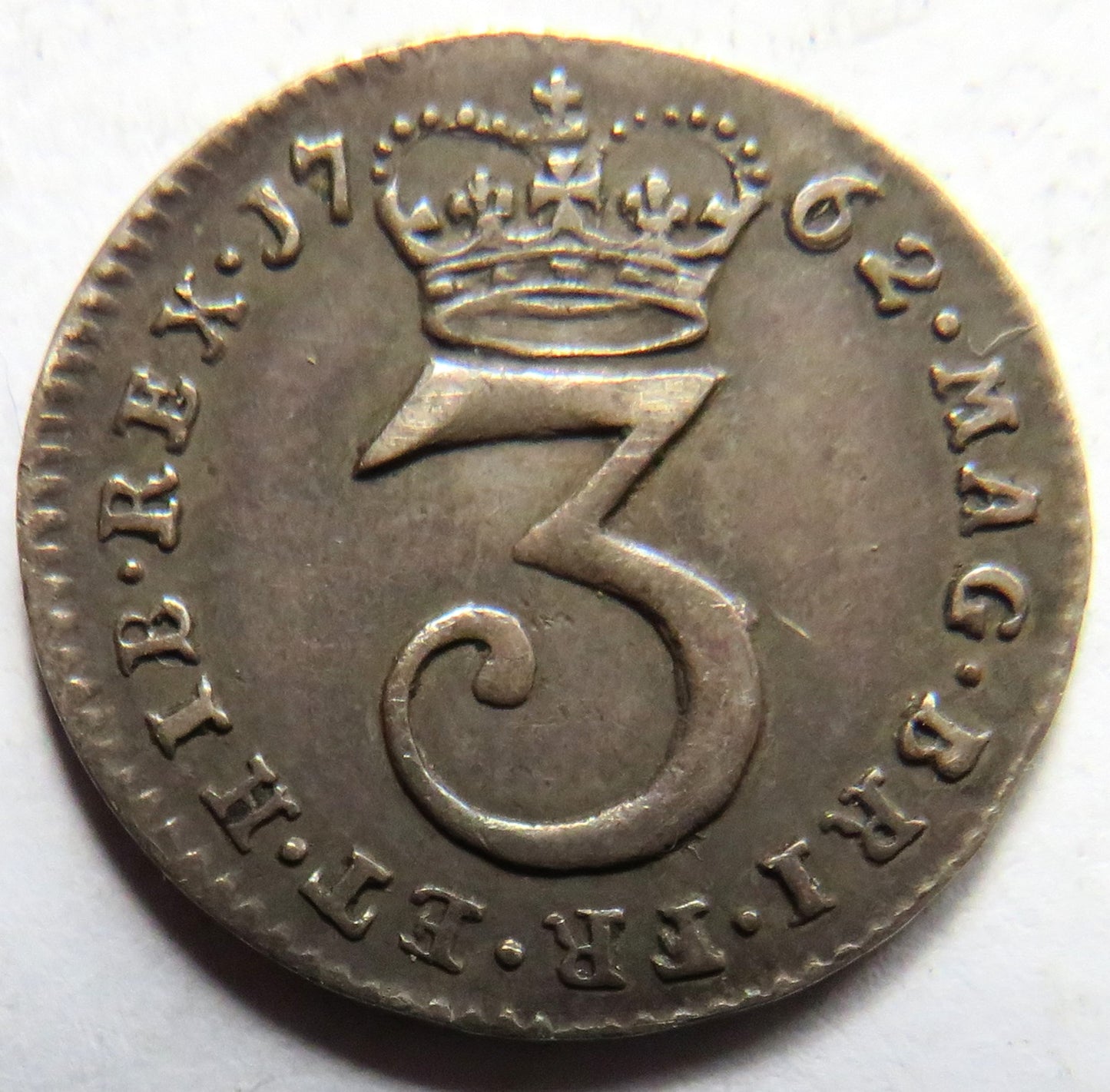 1762 King George III Silver Threepence Coin - Great Britain