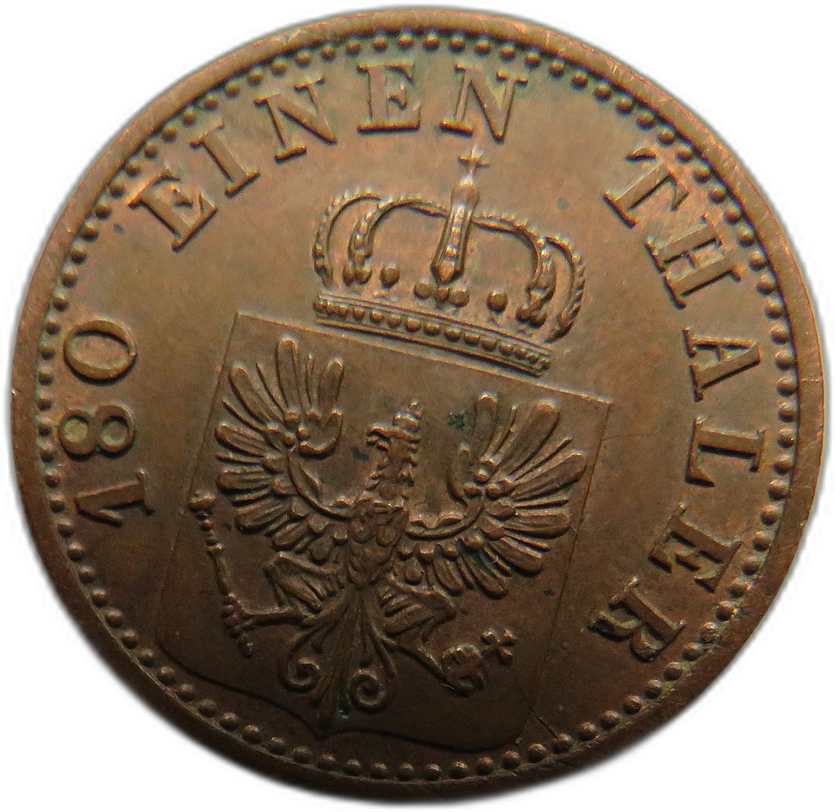 1867-A German States Prussia 2 Pfennig Coin In Higher Grade