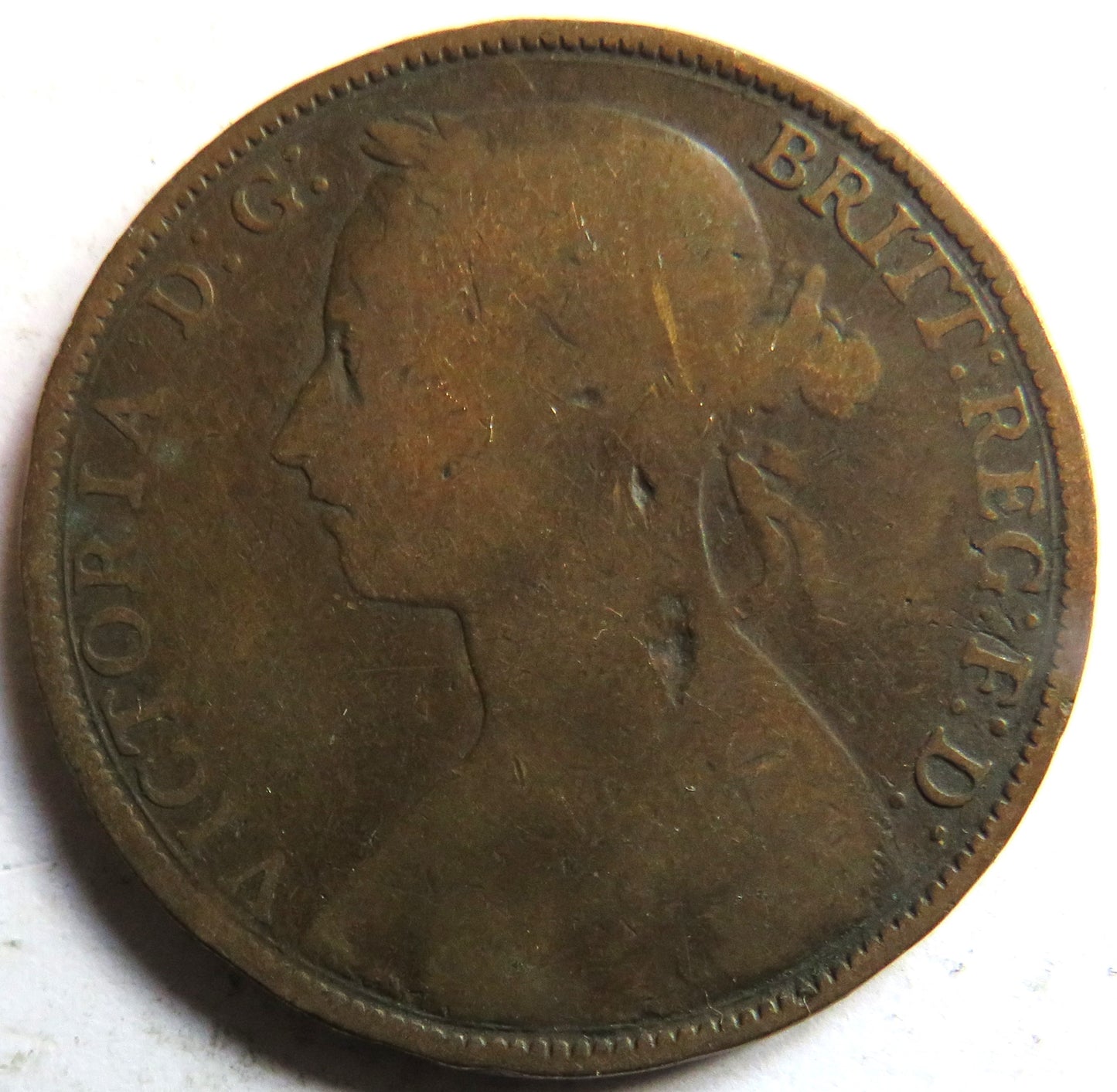 1888 Queen Victoria Bun Head One Penny Coin - Great Britain