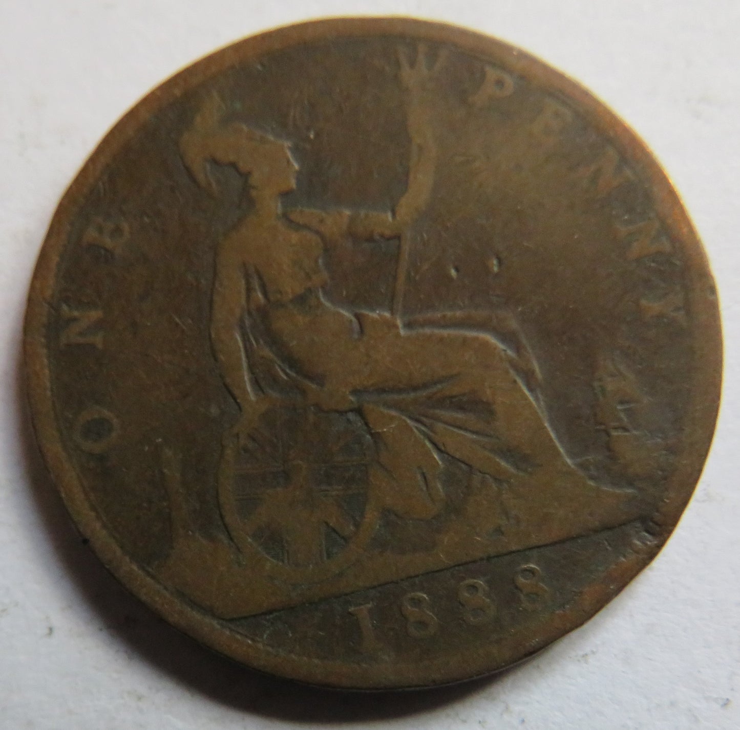 1888 Queen Victoria Bun Head One Penny Coin - Great Britain
